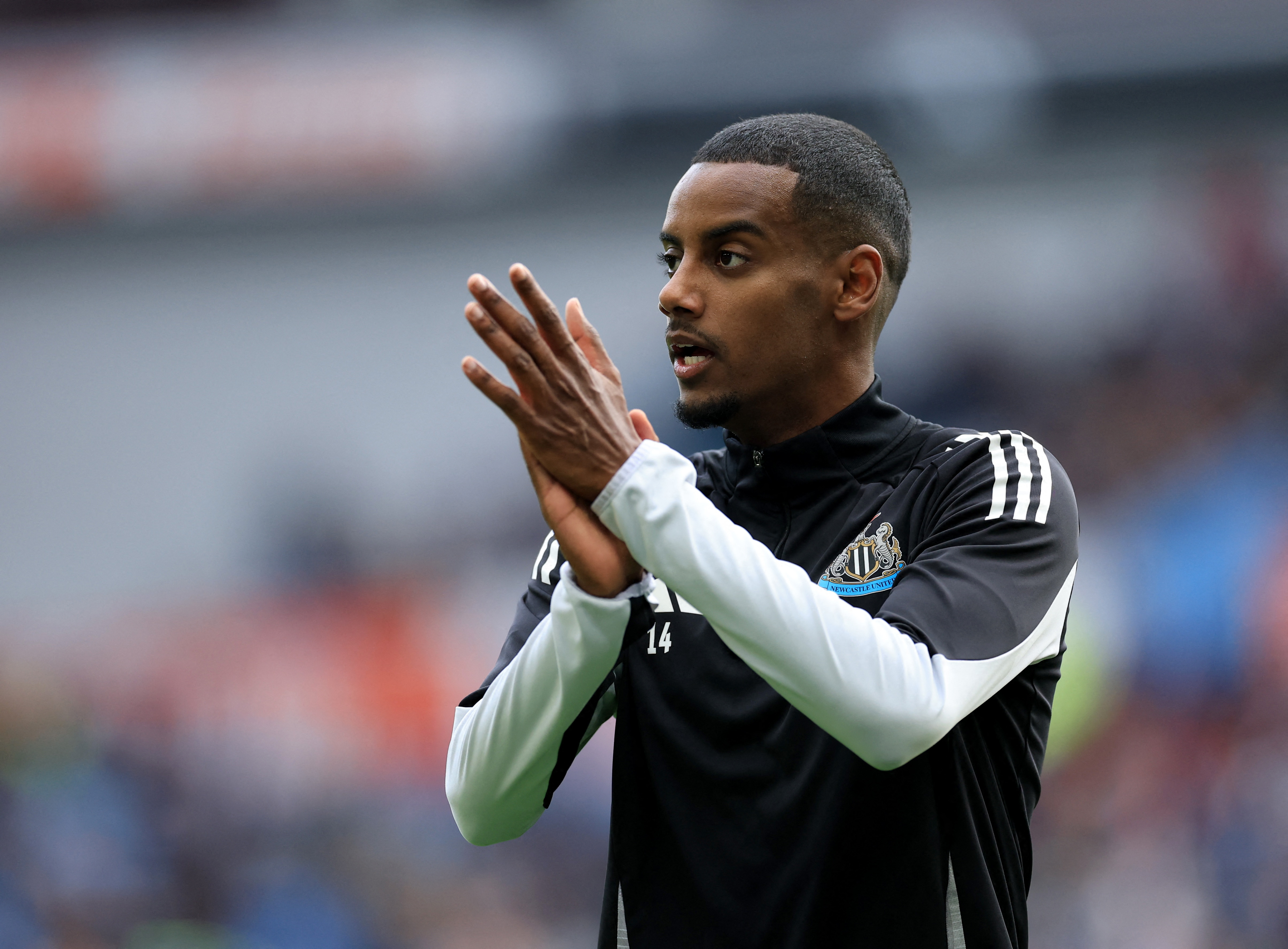 Newcastle United's Alexander Isak during a warm-up.