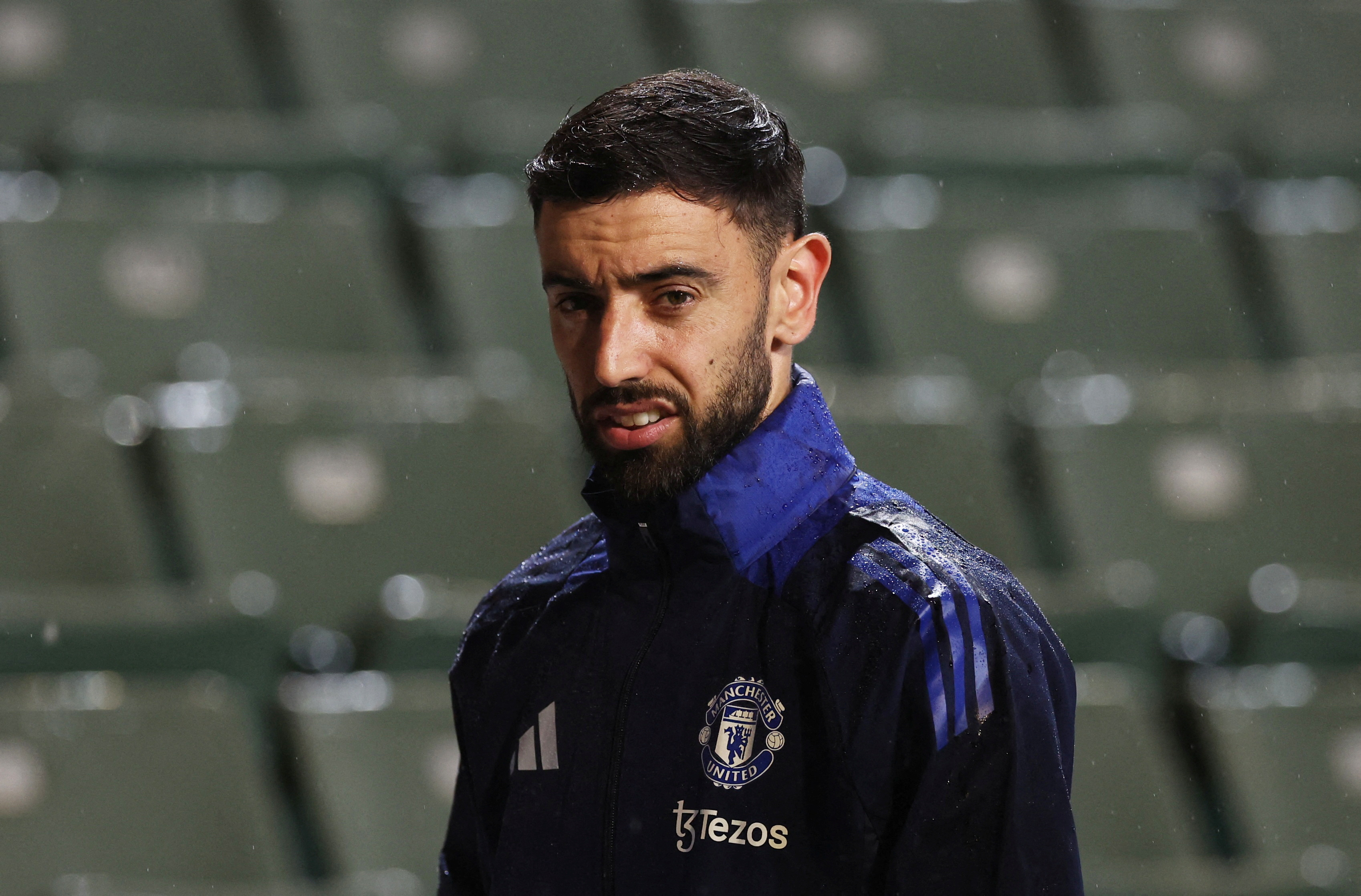 Manchester United's Bruno Fernandes during training in Hong Kong