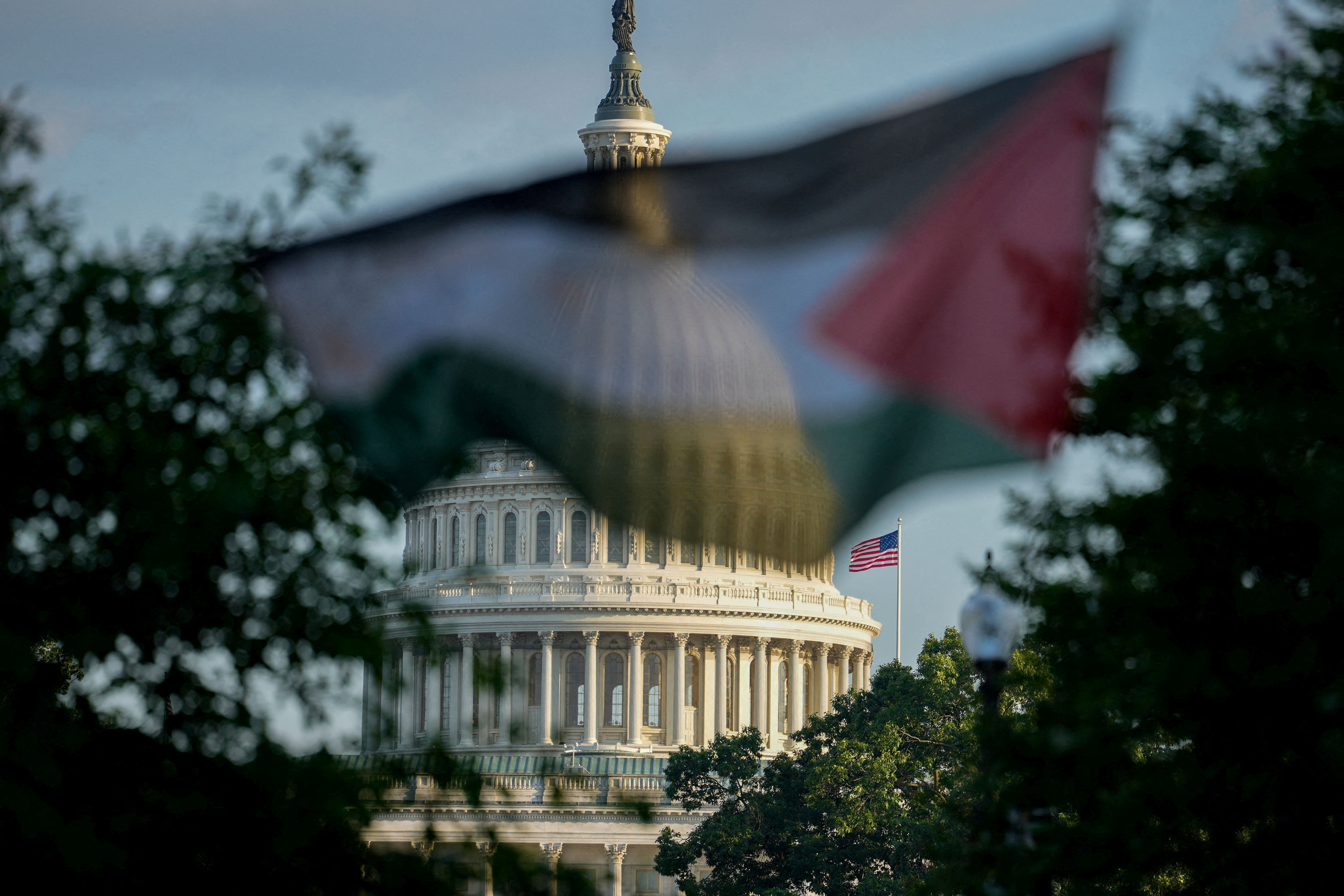 Palestinian flag over the US Capitol