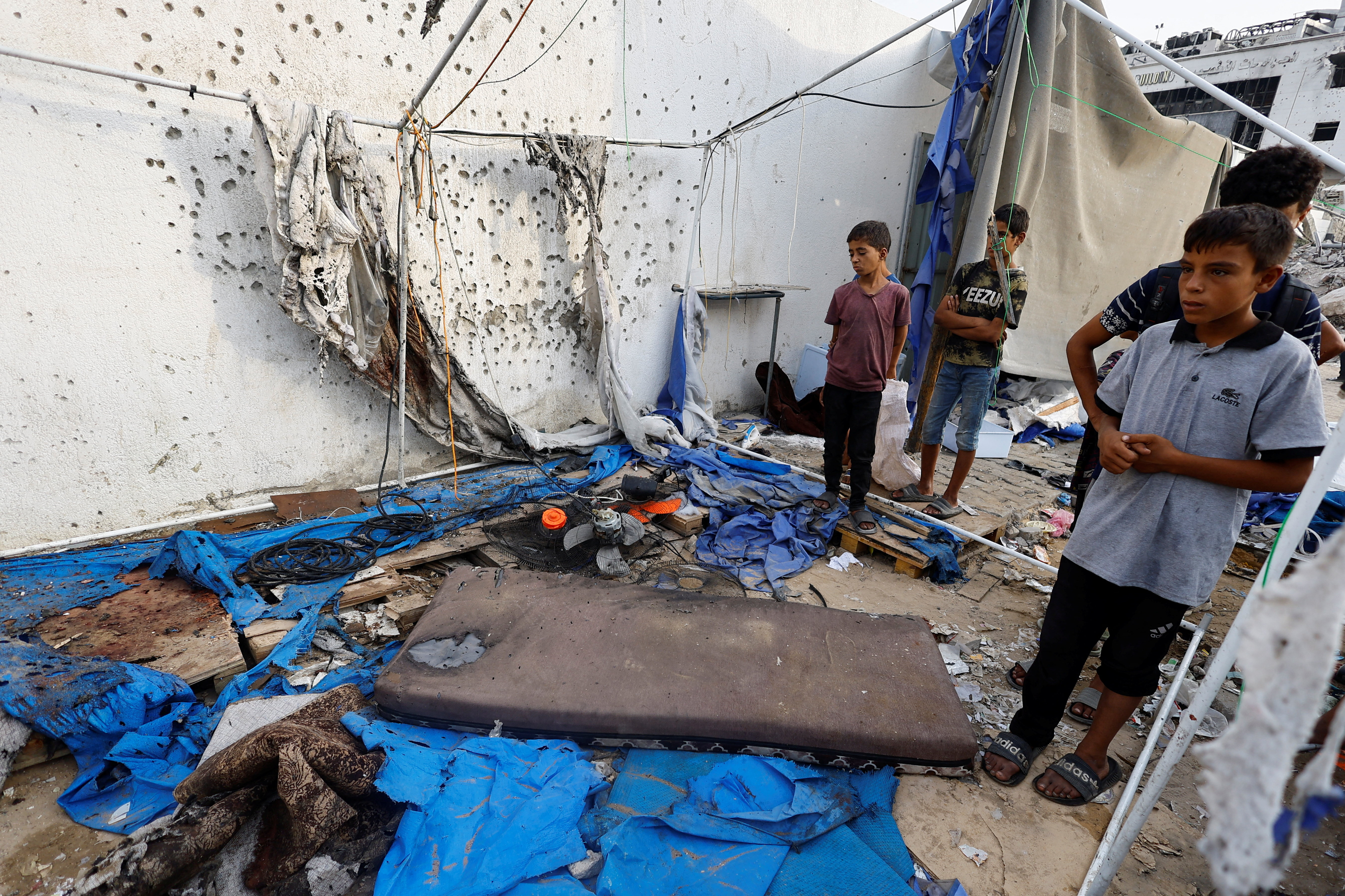 Aftermath if the Israeli strike that killed five Al Jazeera staff in Gaza