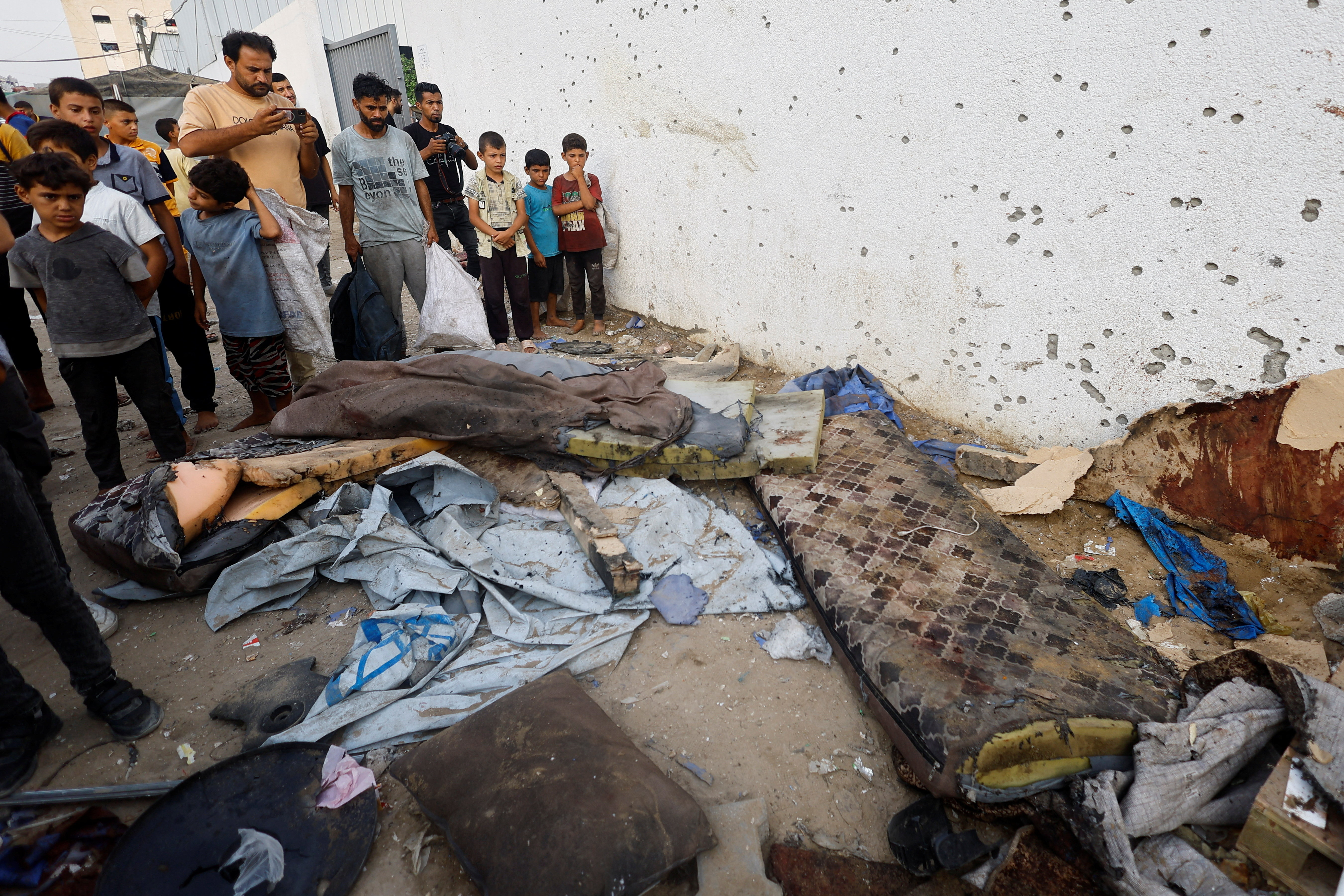 Aftermath if the Israeli strike that killed five Al Jazeera staff in Gaza
