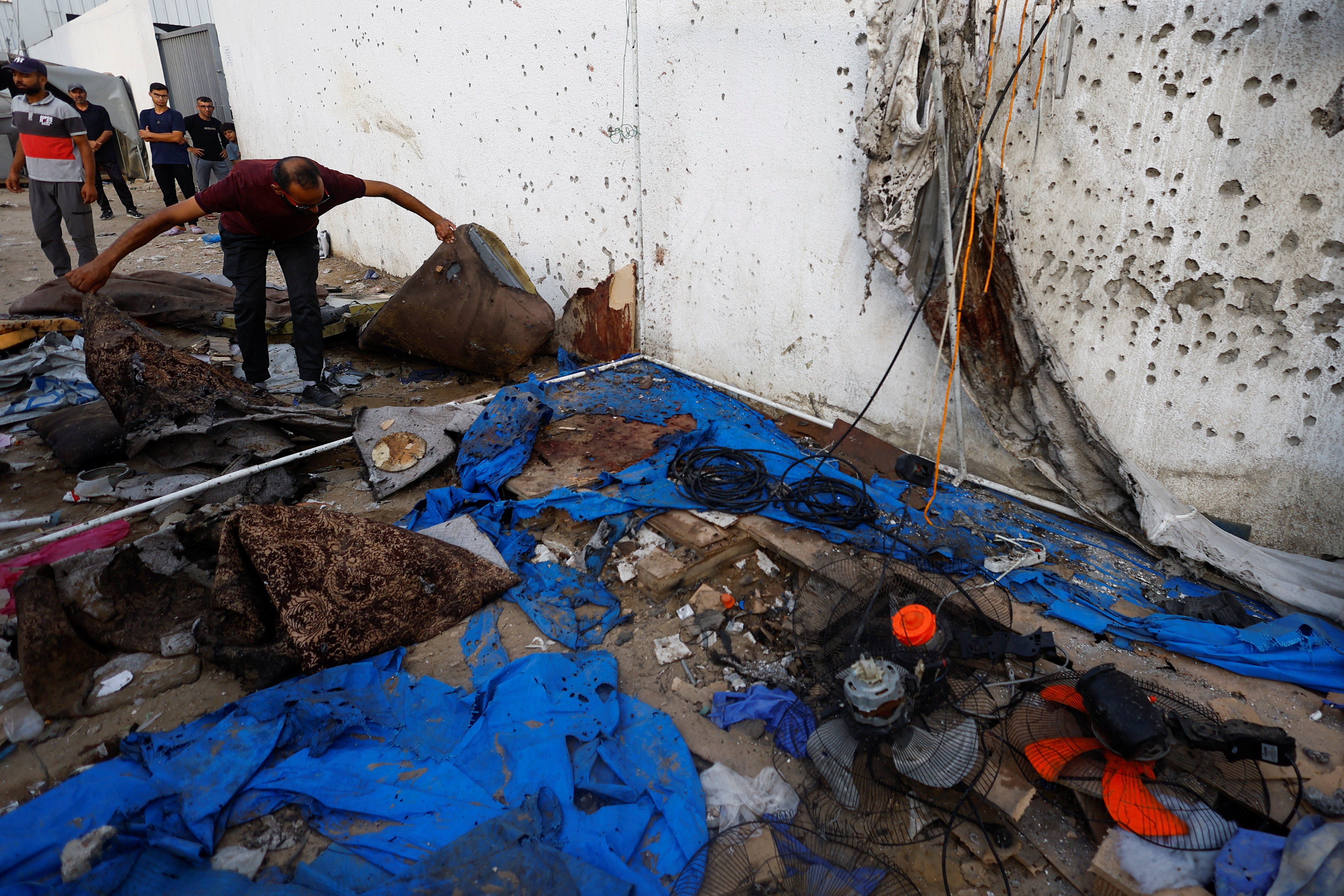 Aftermath if the Israeli strike that killed five Al Jazeera staff in Gaza