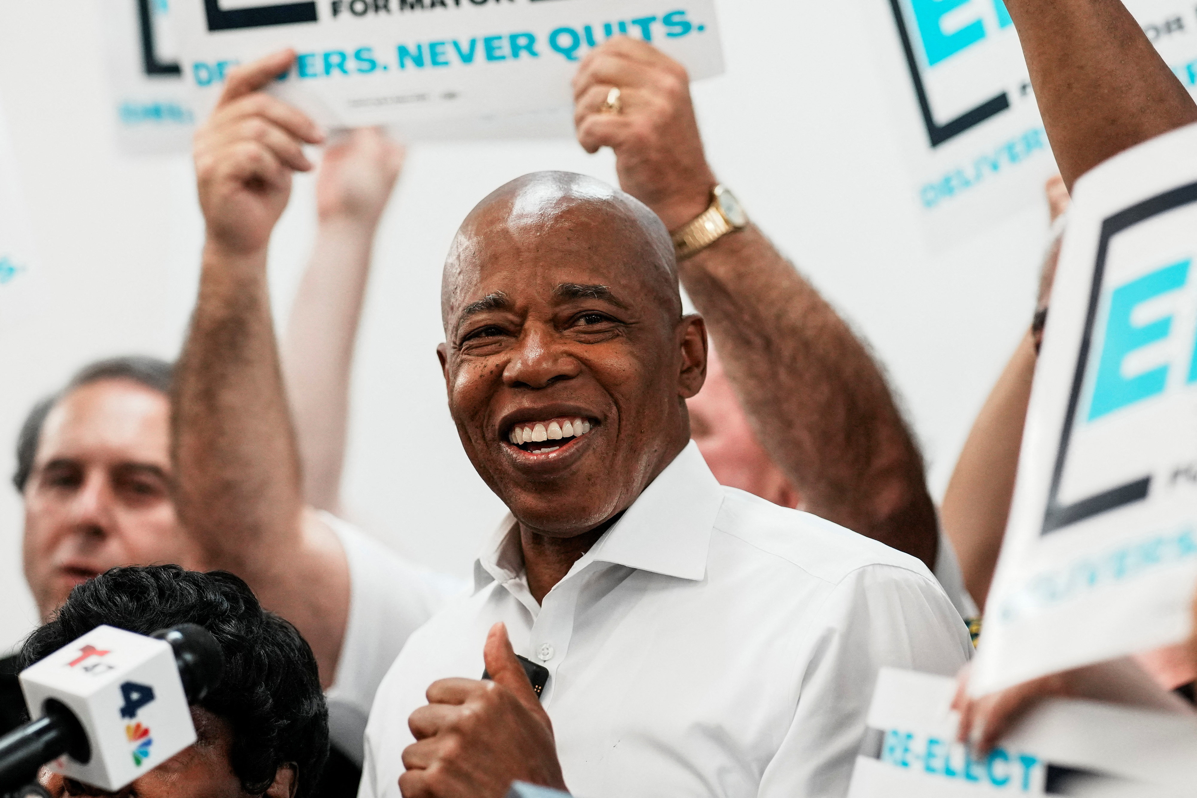 Eric Adams at a campaign rally