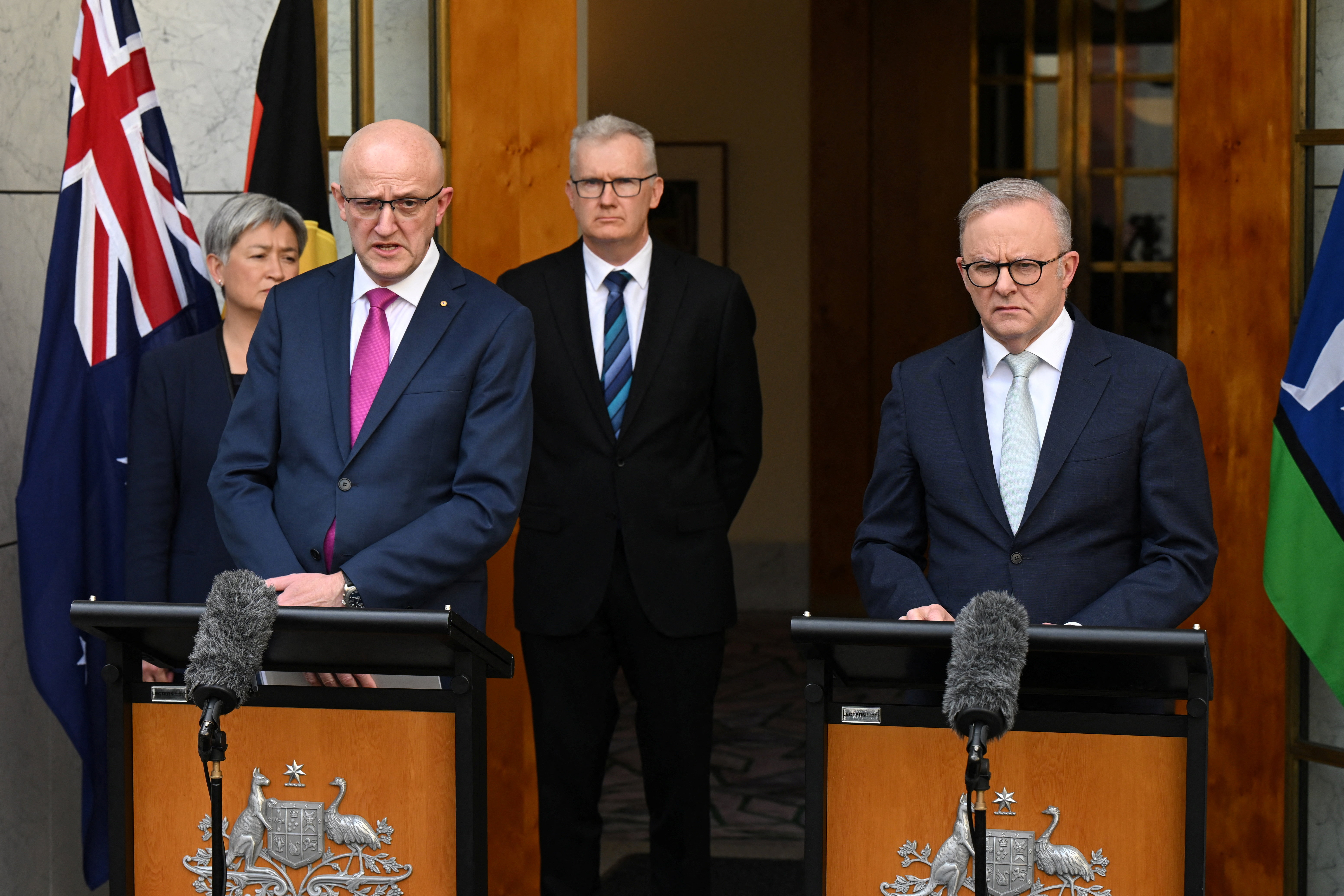 Australian Prime Minister Anthony Albanese and Director-General of ASIO Mike Burgess at Parliament House in Canberra