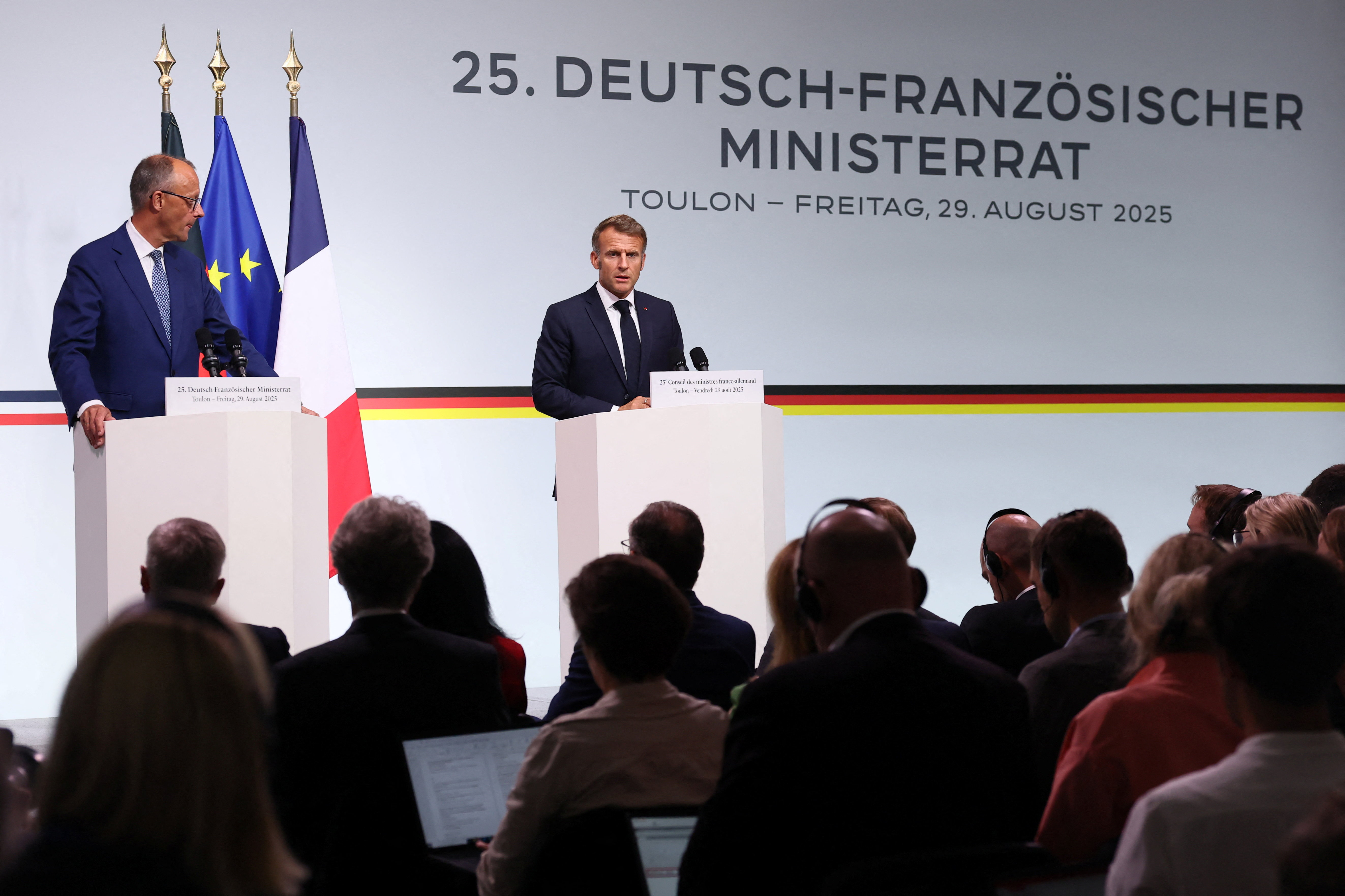 French President Emmanuel Macron and German Chancellor Friedrich Merz