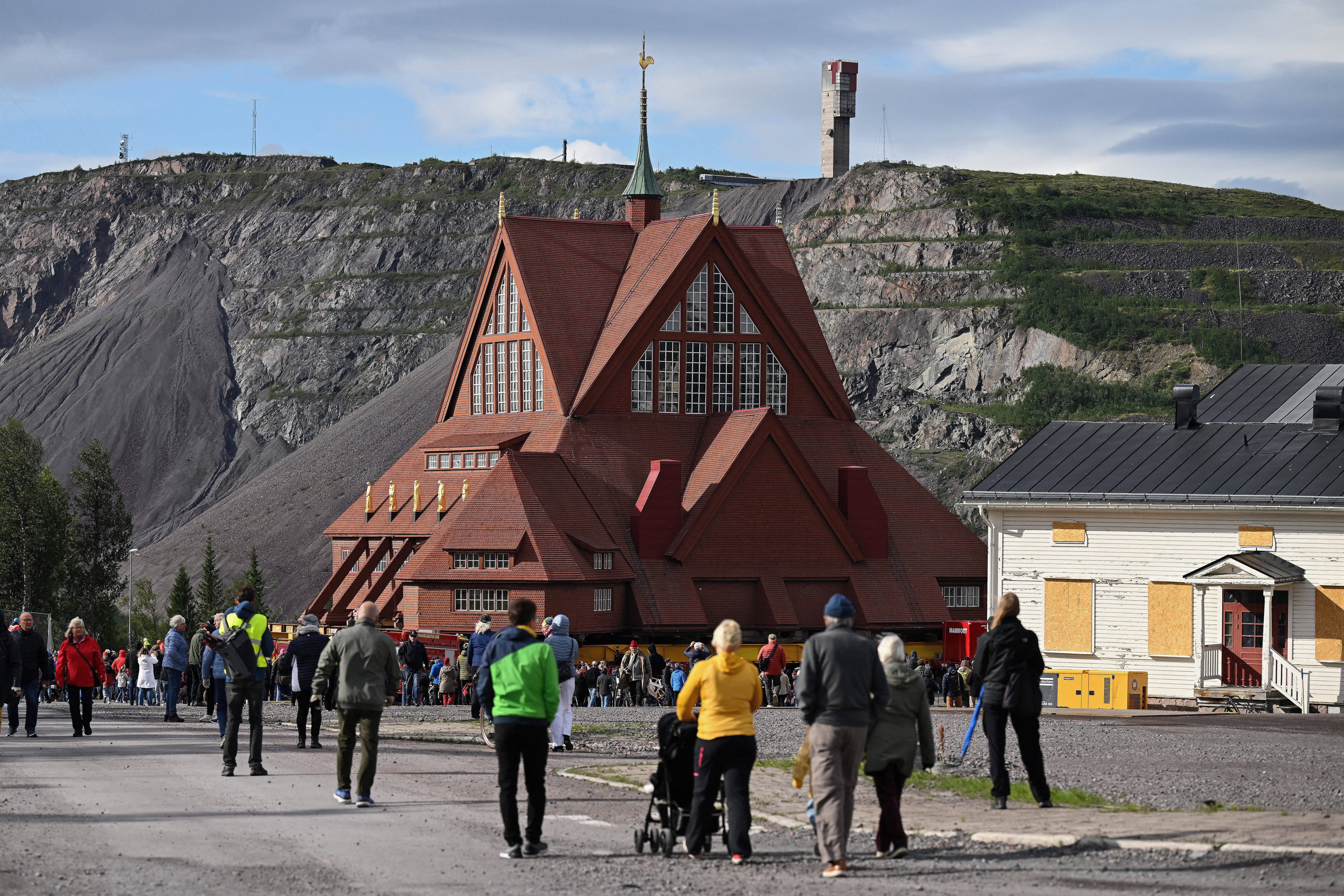 Swedish wooden church sets off on road trip to escape mining subsidence