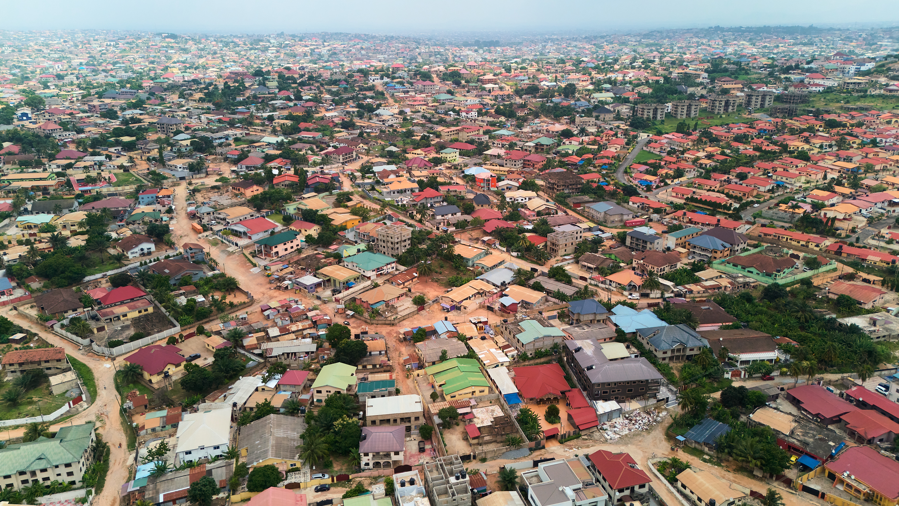 Aerial view of Kwabenya, surburb of Accra 40minutes drive from Kotoka Int. Airport
