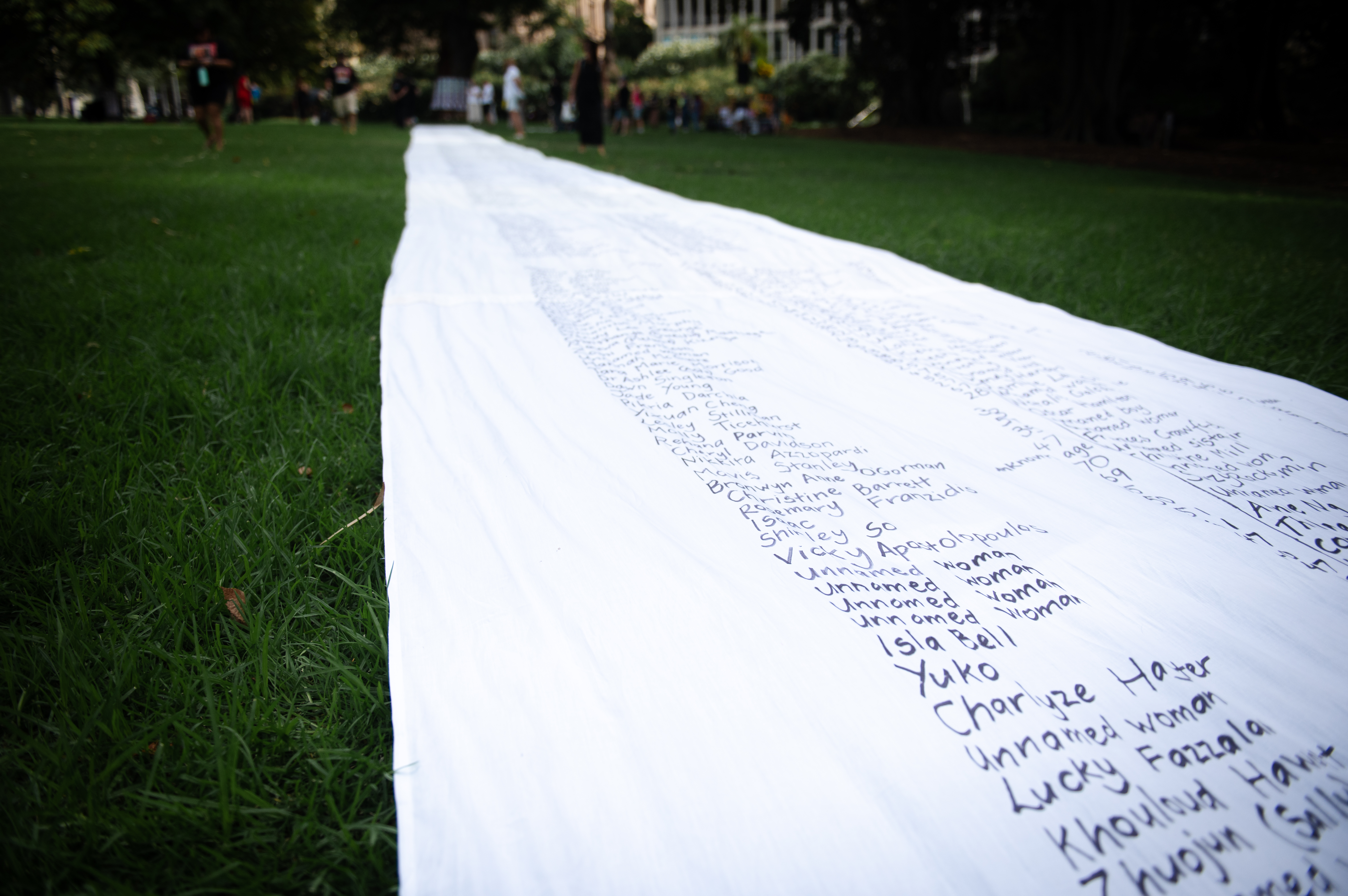 A petition that documents women killed since 2008 at a Stop Killing Women protest.