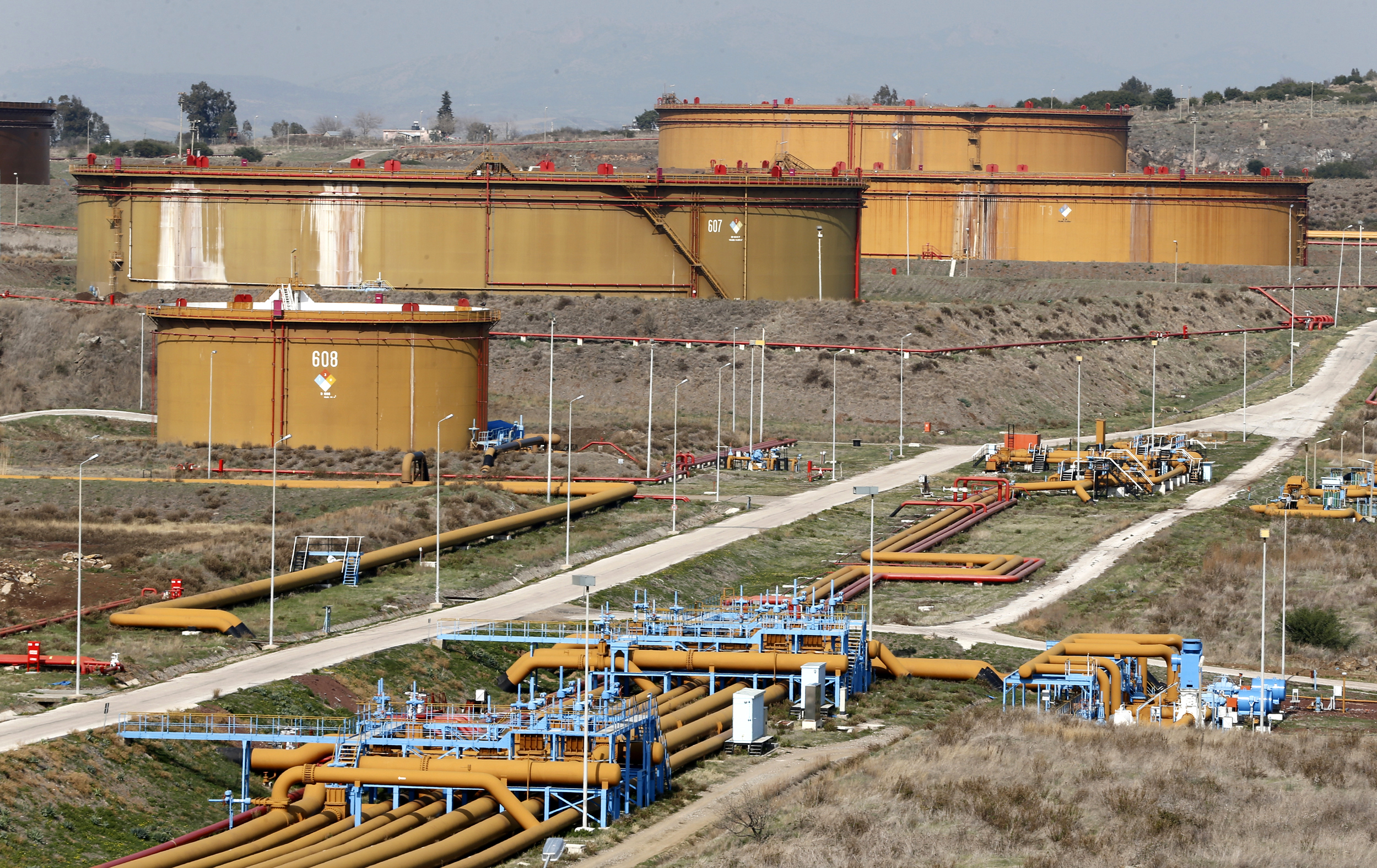 A general view of oil tanks at Turkey's Mediterranean port of Ceyhan