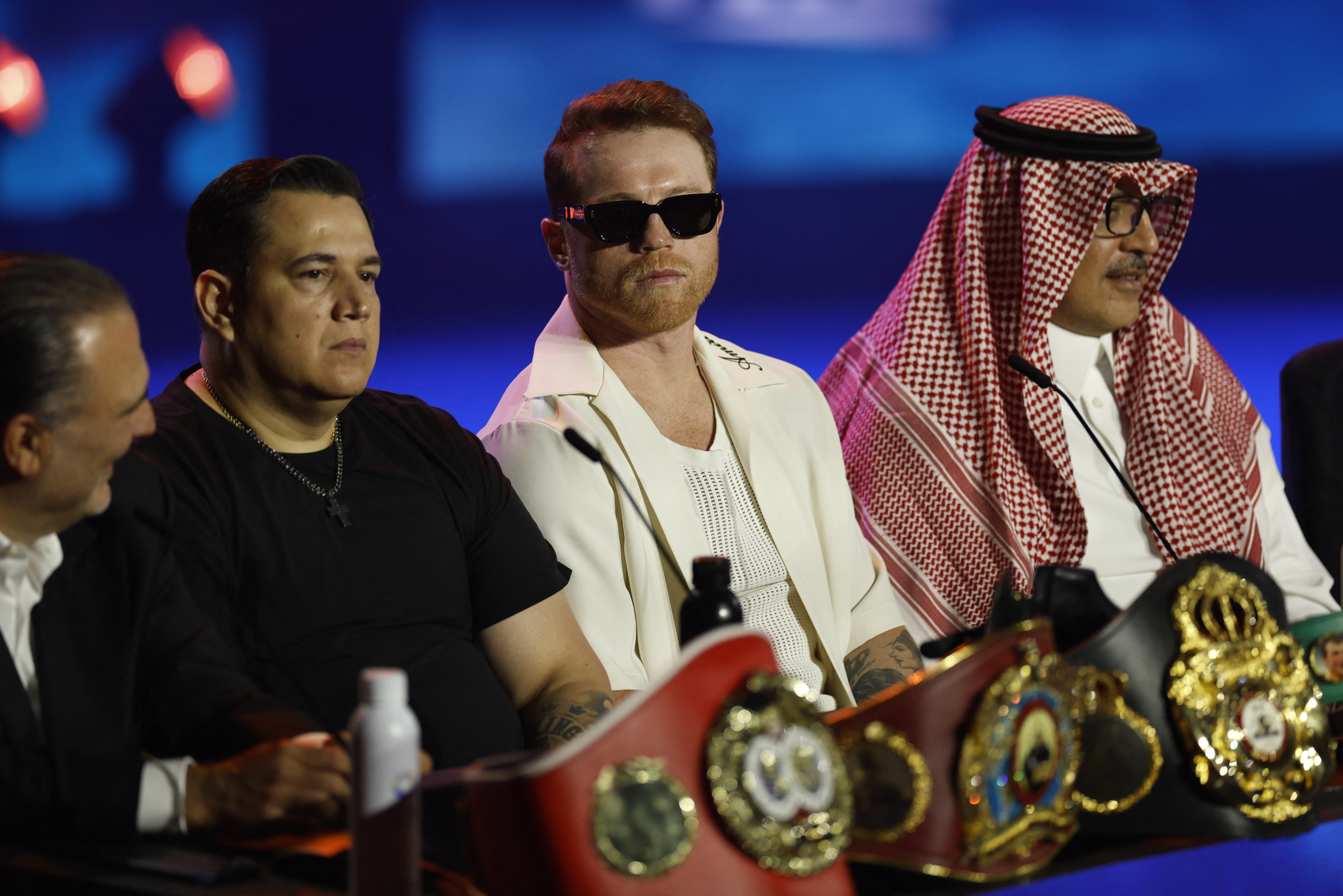 Canelo Alvarez during a news conference.