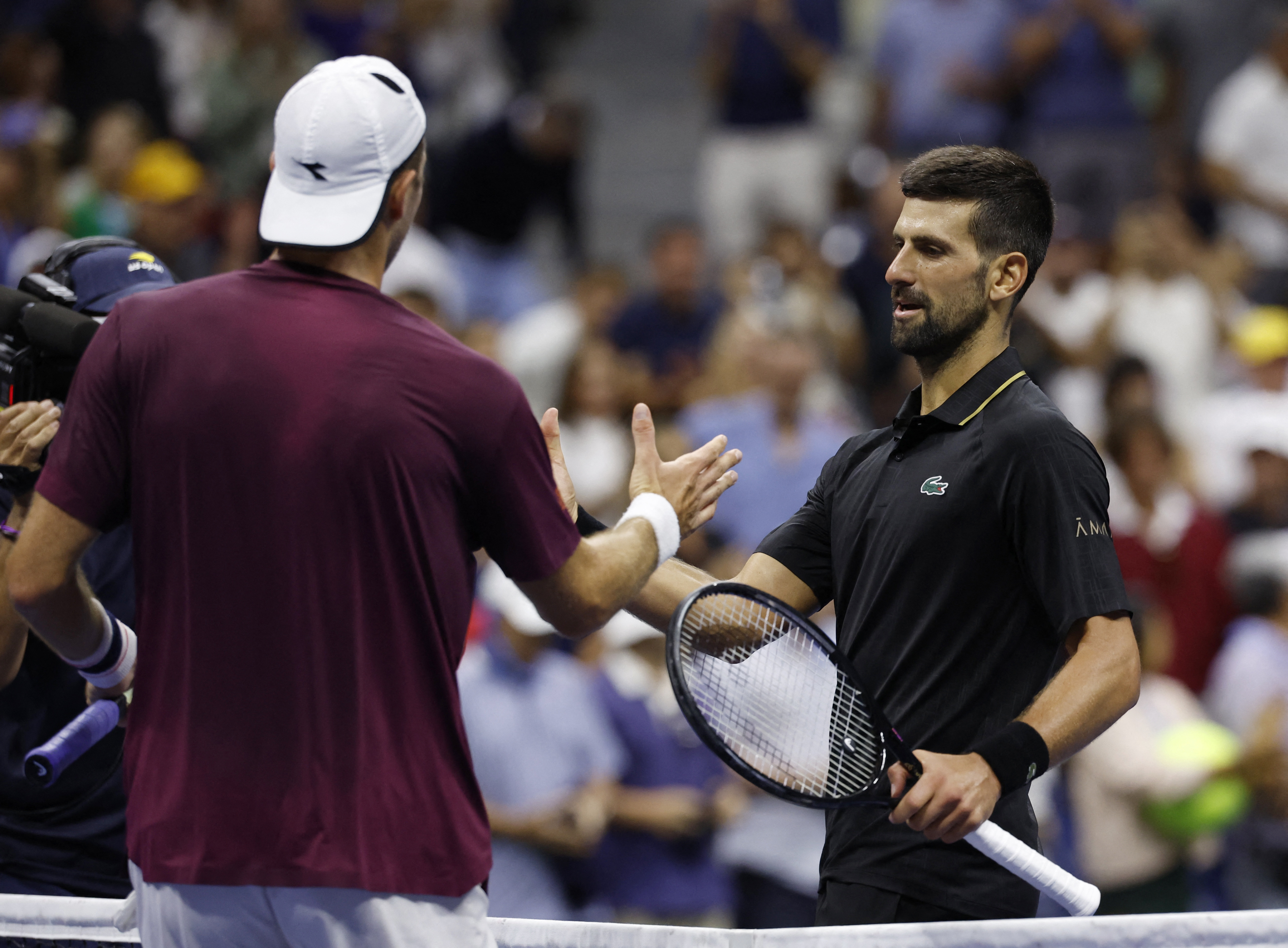 Novak Djokovic Jan-Lennard Struff react.
