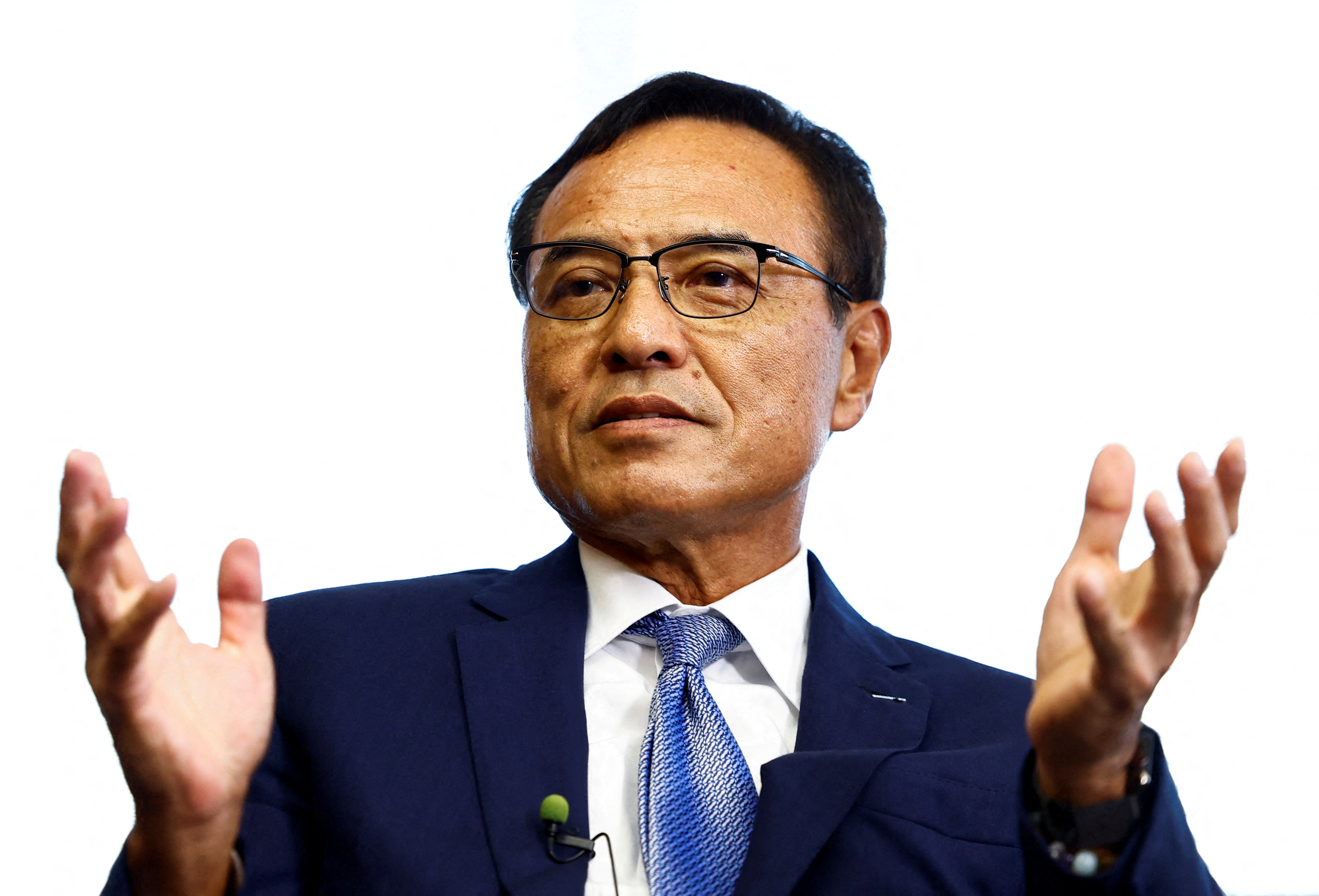 FILE PHOTO: Suntory Holdings CEO Takeshi Niinami who is also the Chairperson of Japan Association of Corporate Executives, also known as Keizai Doyukai in Japan, speaks during a Reuters Newsmaker event in Tokyo, Japan September 11, 2024. REUTERS/Issei Kato/File Photo