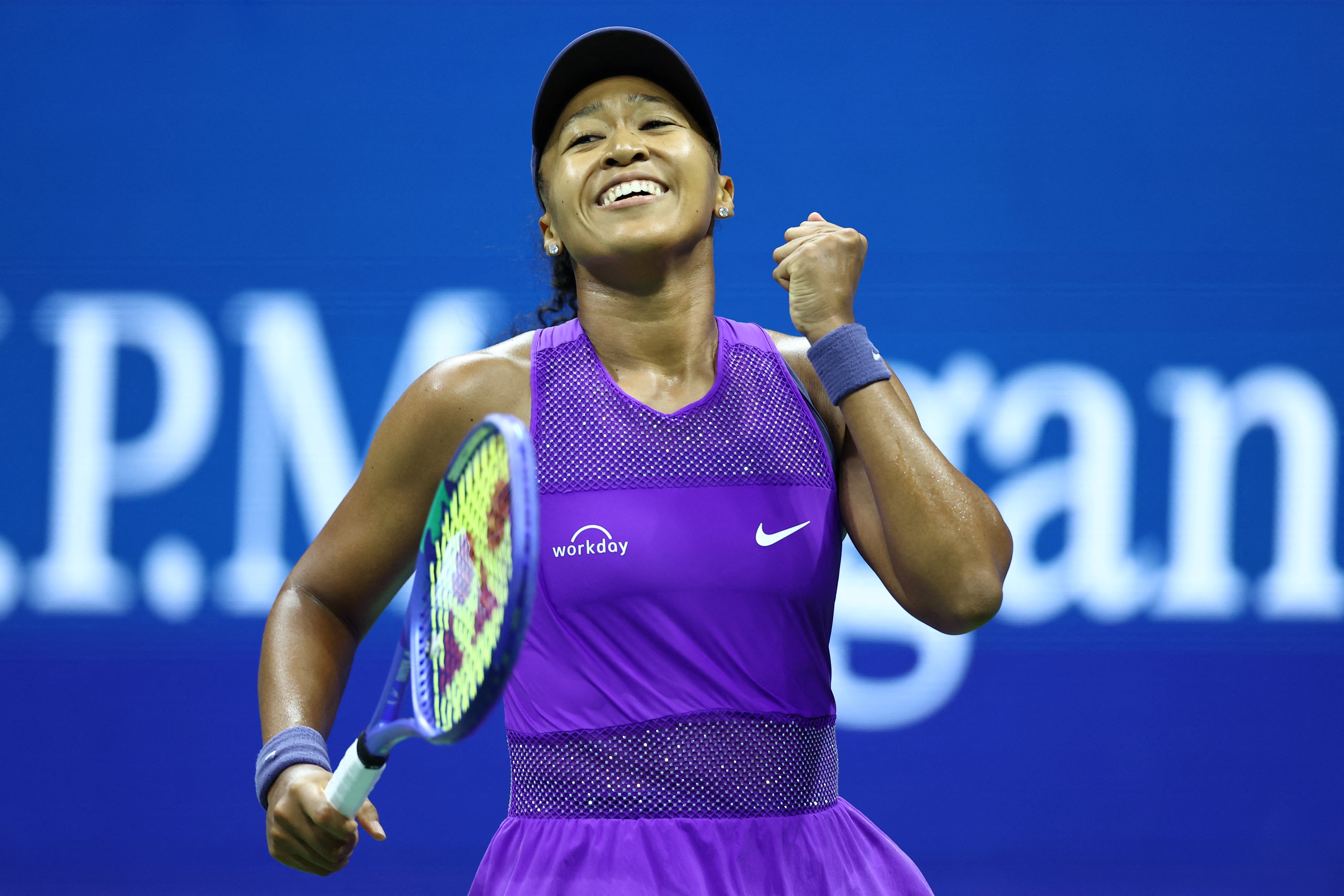 Naomi Osaka reacts.