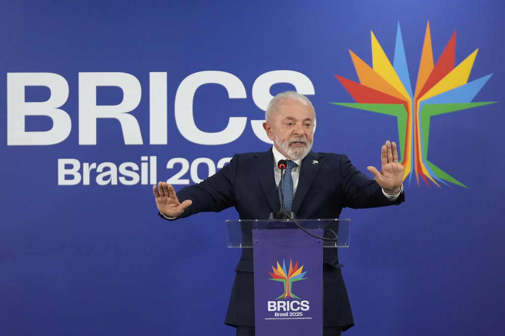 Lula speaks at a BRICS summit