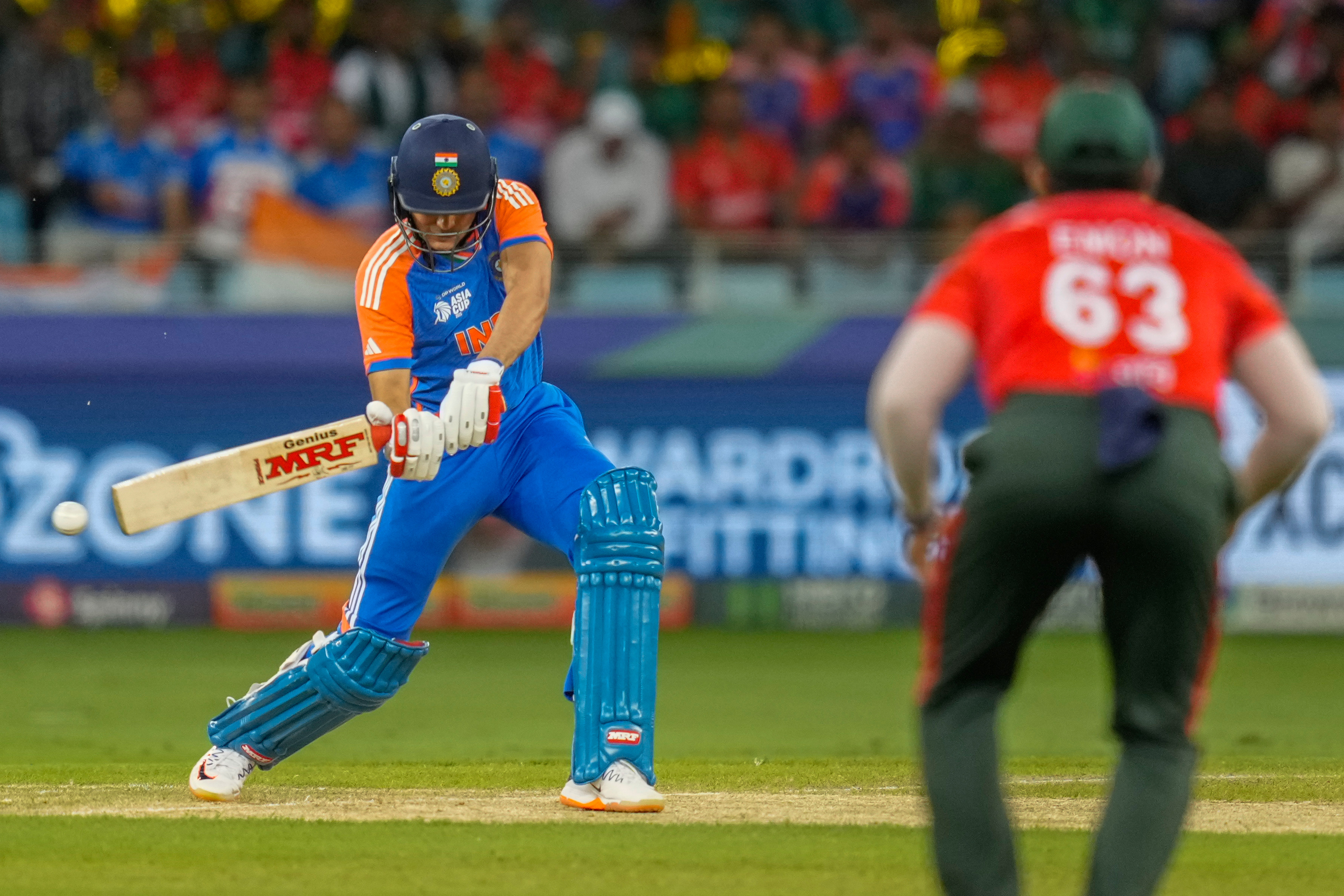 India's Shubman Gill plays a shot during the Asia Cup cricket match 