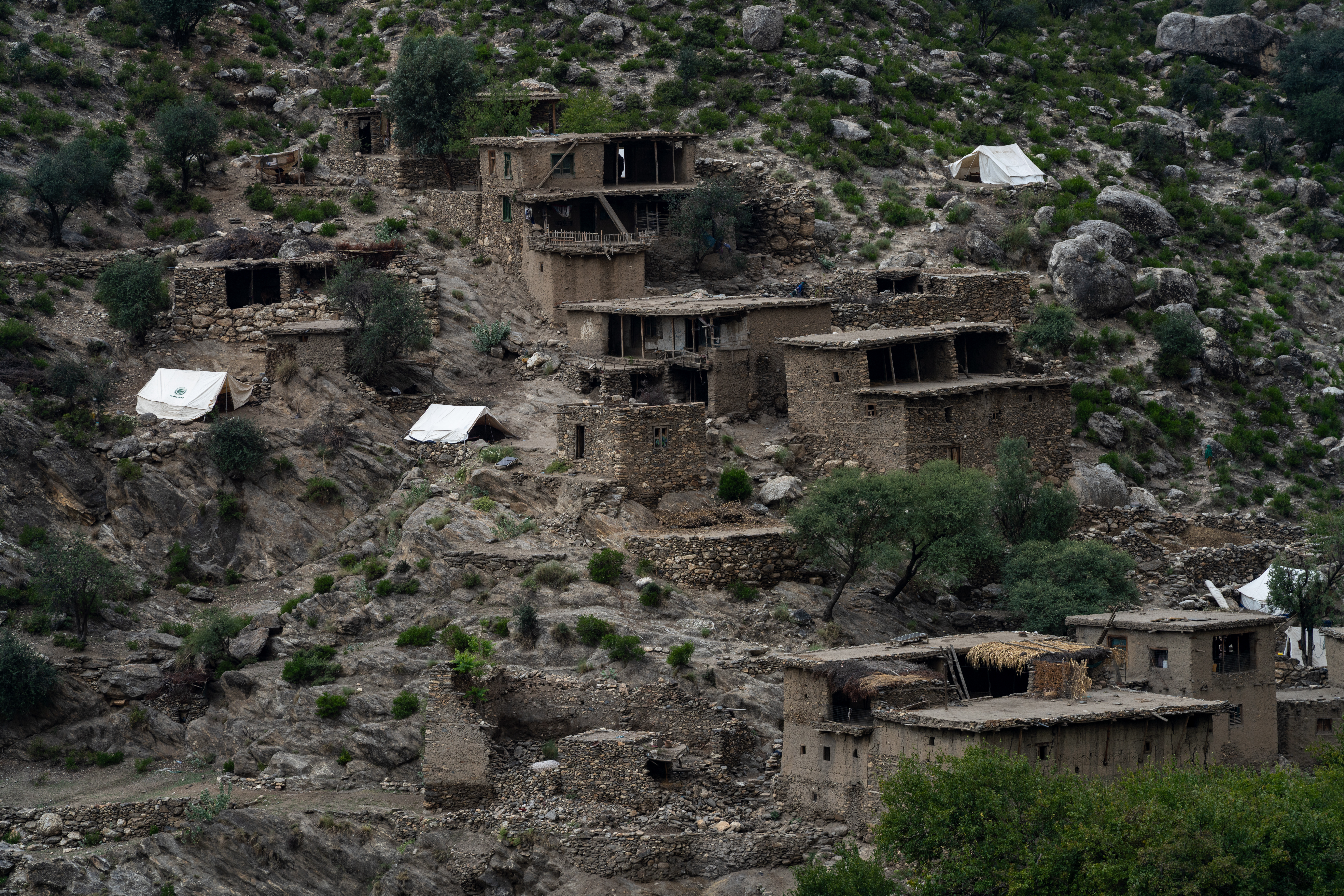 A village in Diwa Gul valley that was damaged by the earthquake