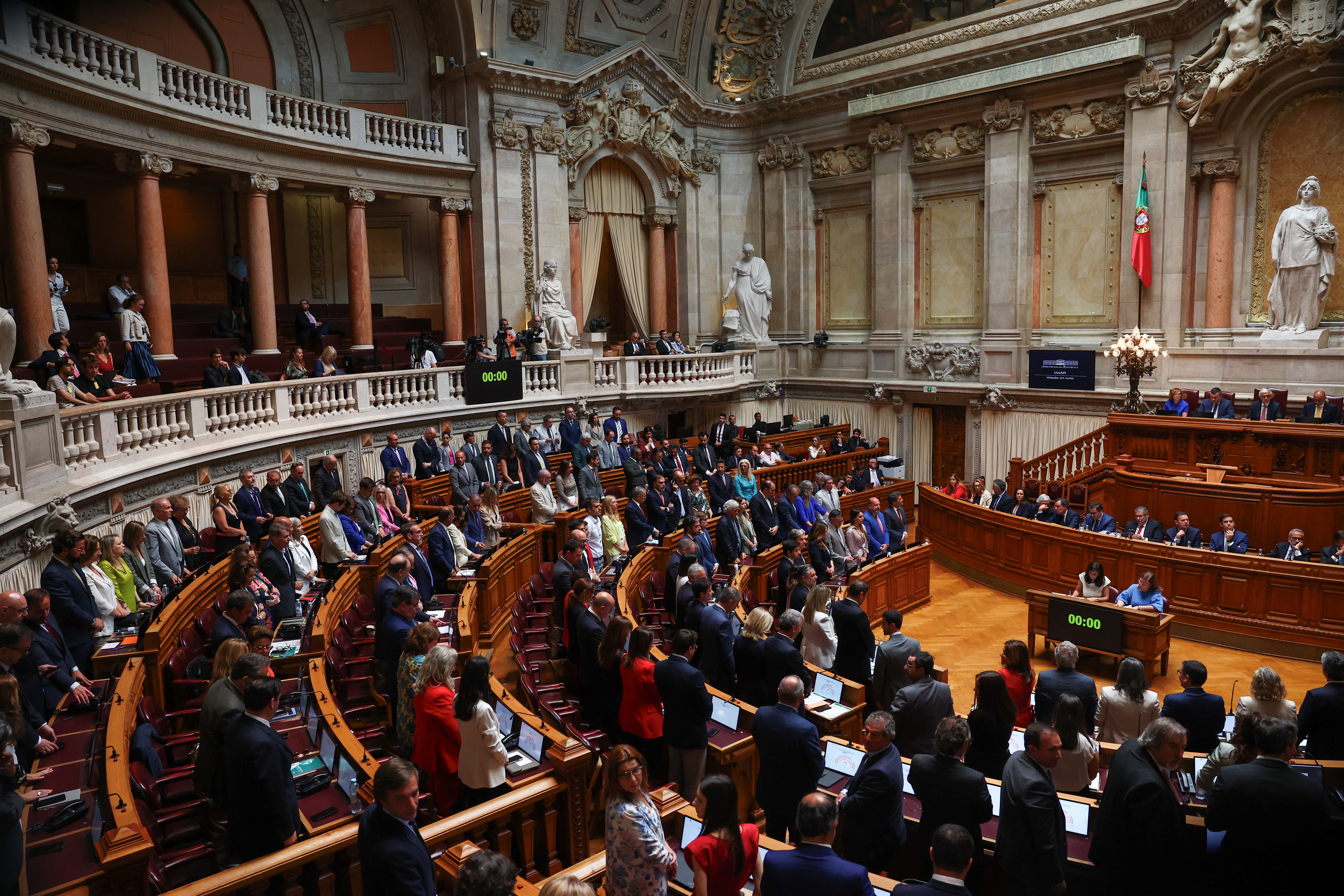 Portugal's lawmakers vote at the parliament.