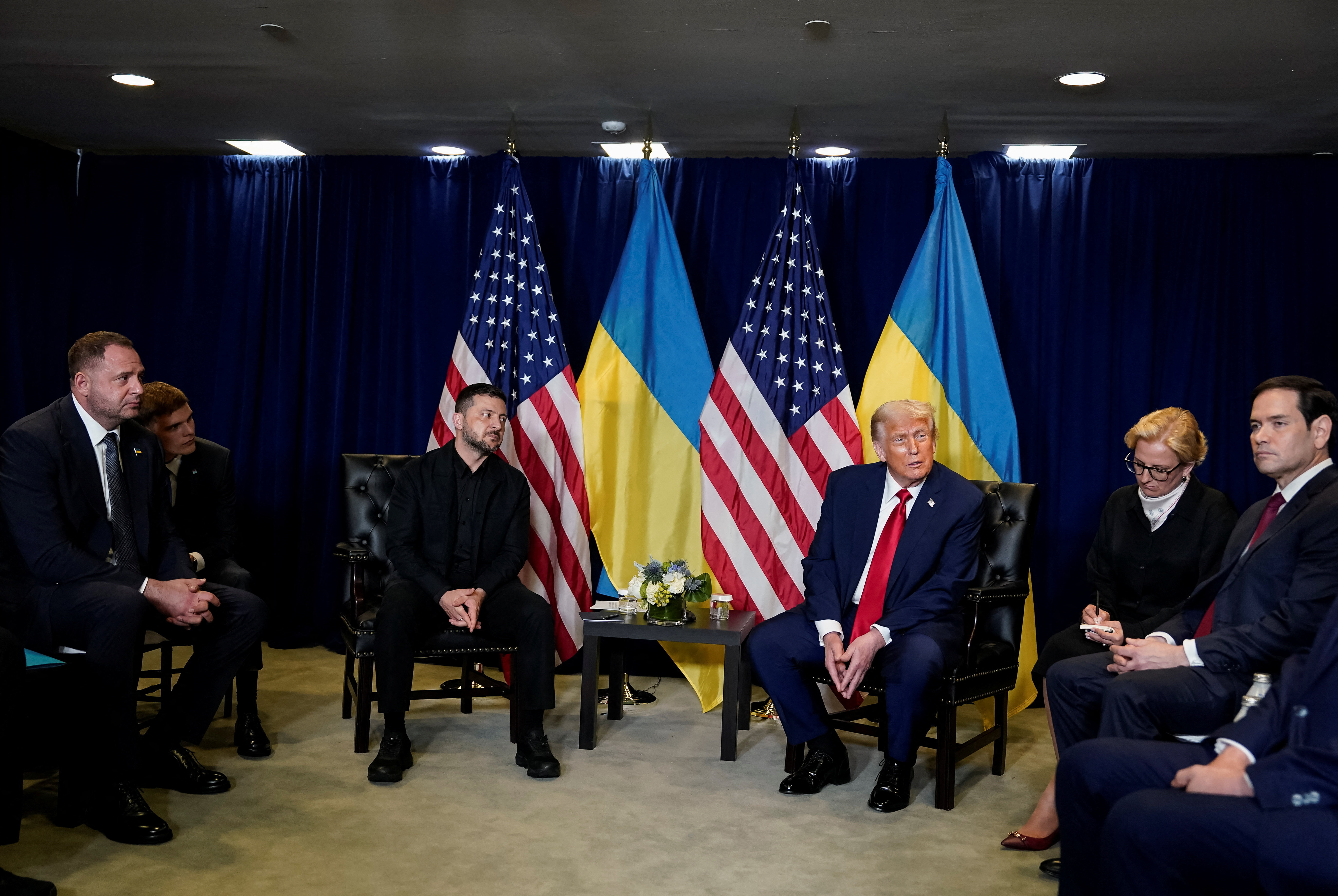 Trump sits with Volodymyr Zelenskyy on the sidelines of the UN General Assembly