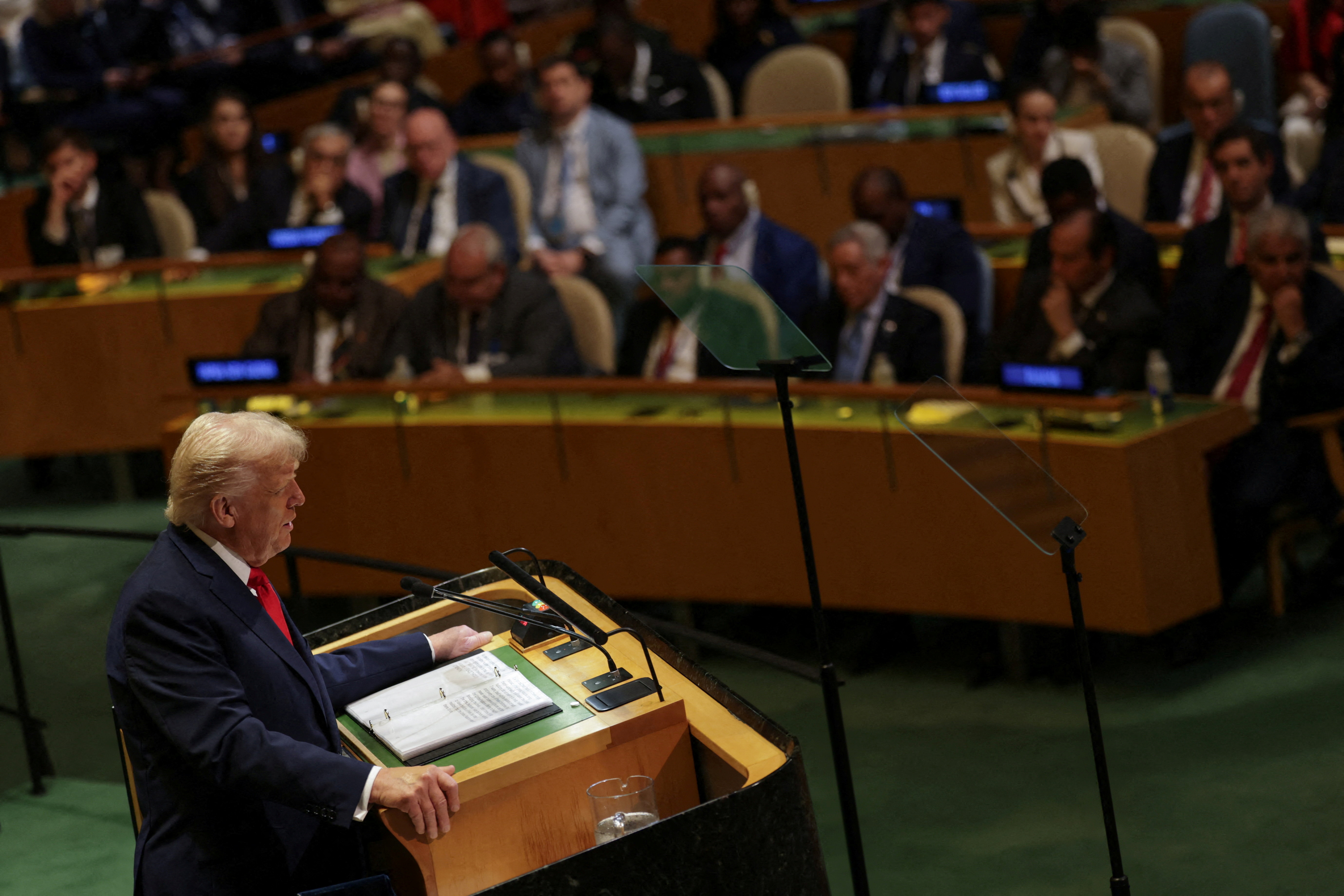 Donald Trump speaks to the UN General Assembly