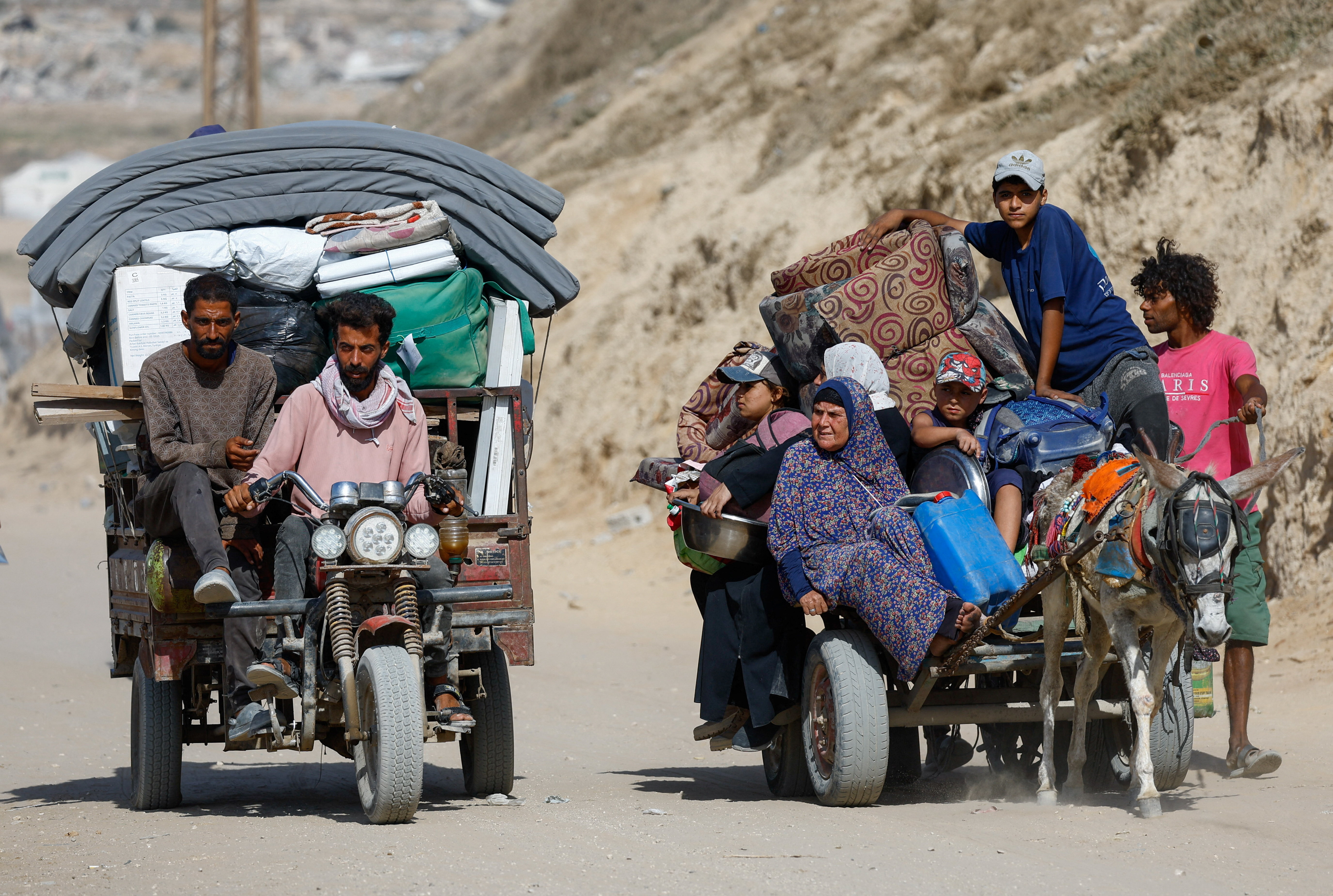 Palestinians flee Israeli attacks on northern Gaza.