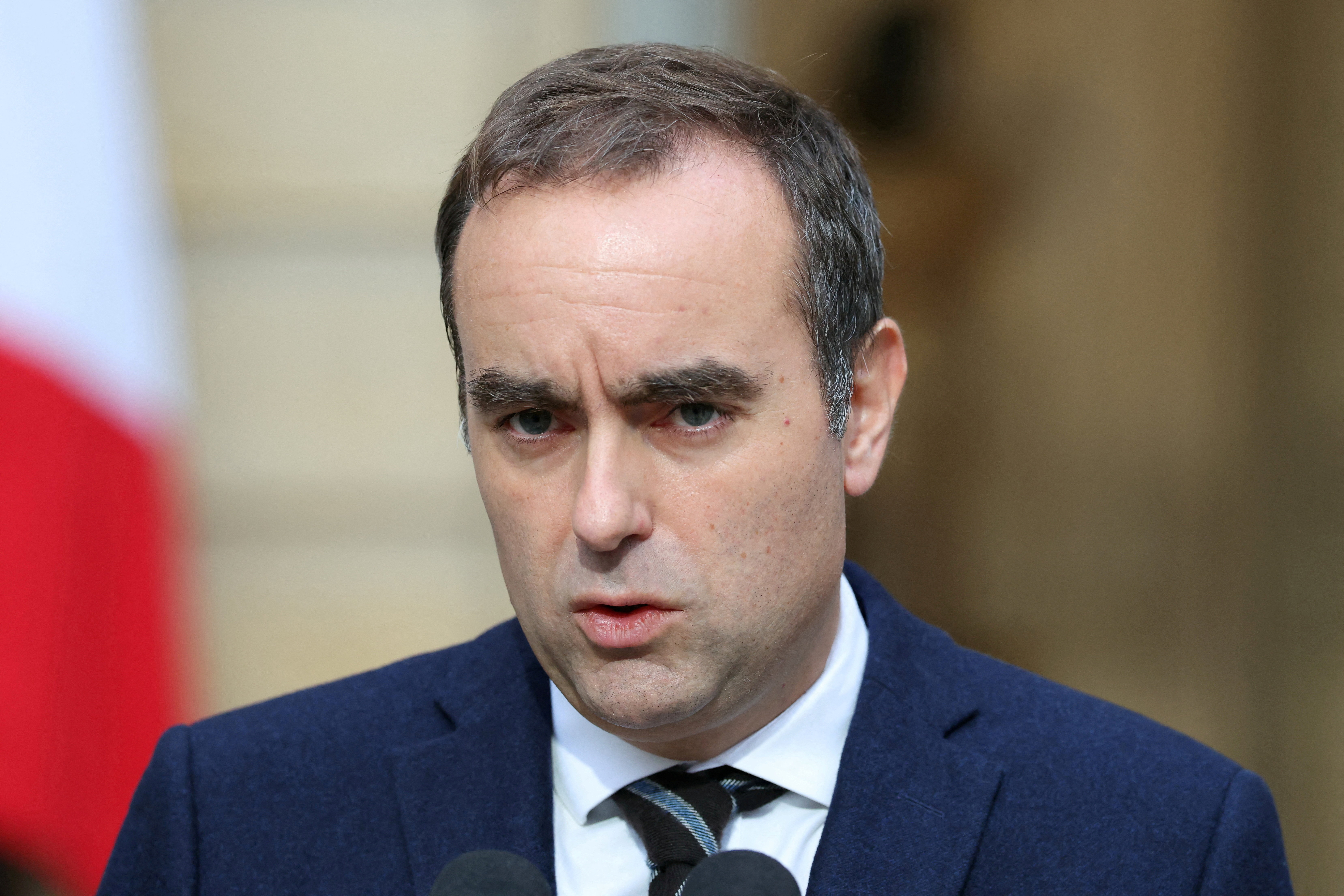 French Prime Minister Sebastien Lecornu delivers a statement at the Hotel Matignon in Paris, on October 3, 2025, before a round of consultations with political parties ahead of the announcement of the new government
