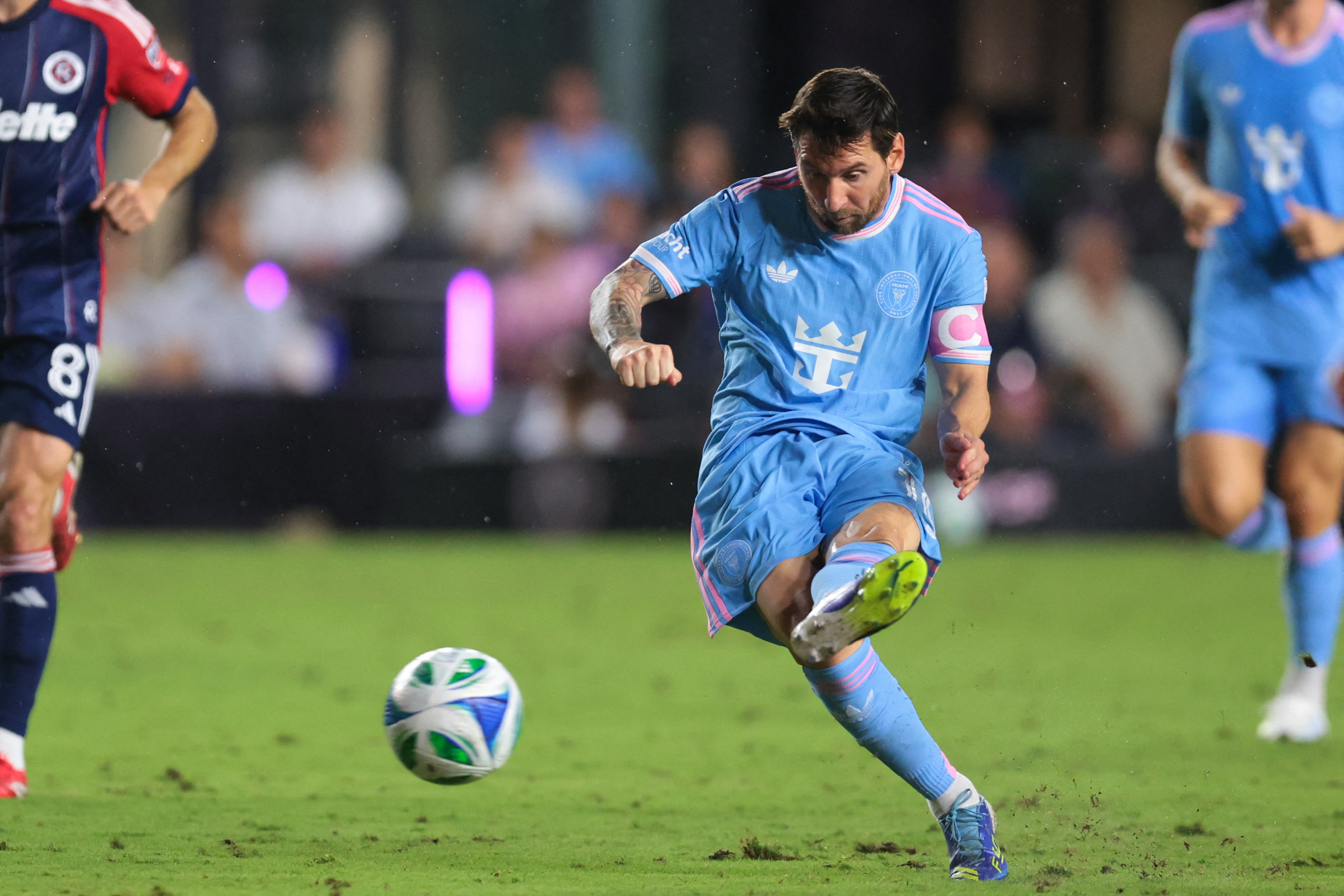 Lionel Messi reacts.