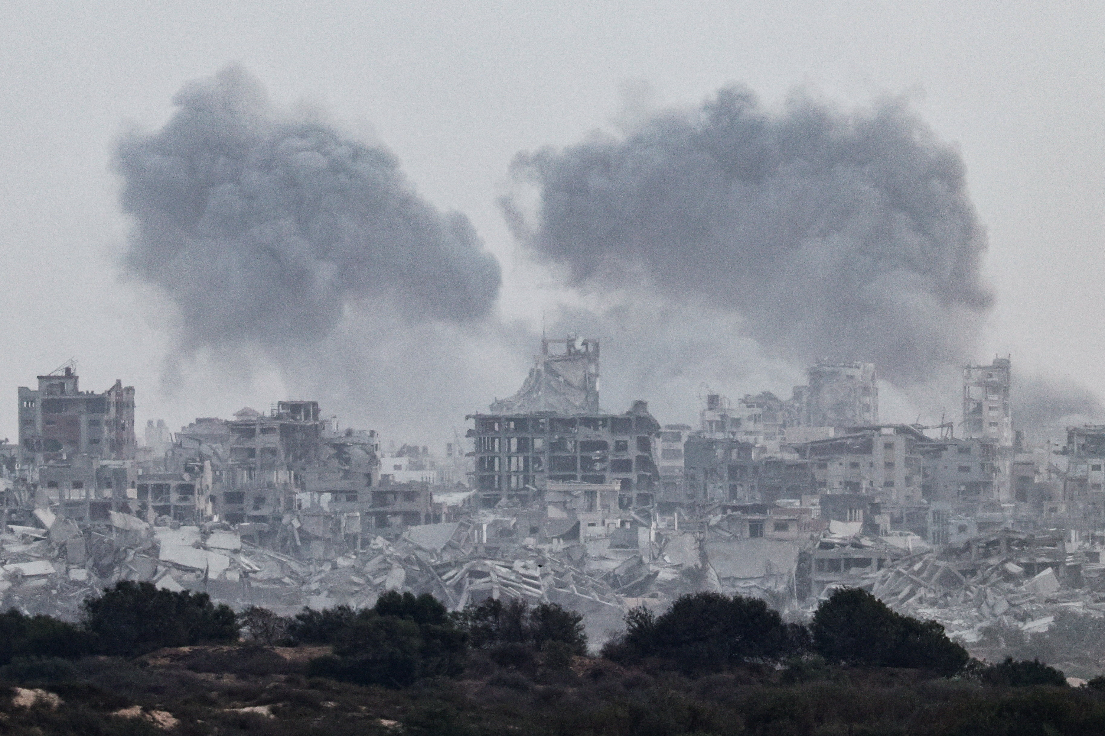 Smoke rises from Gaza after explosions