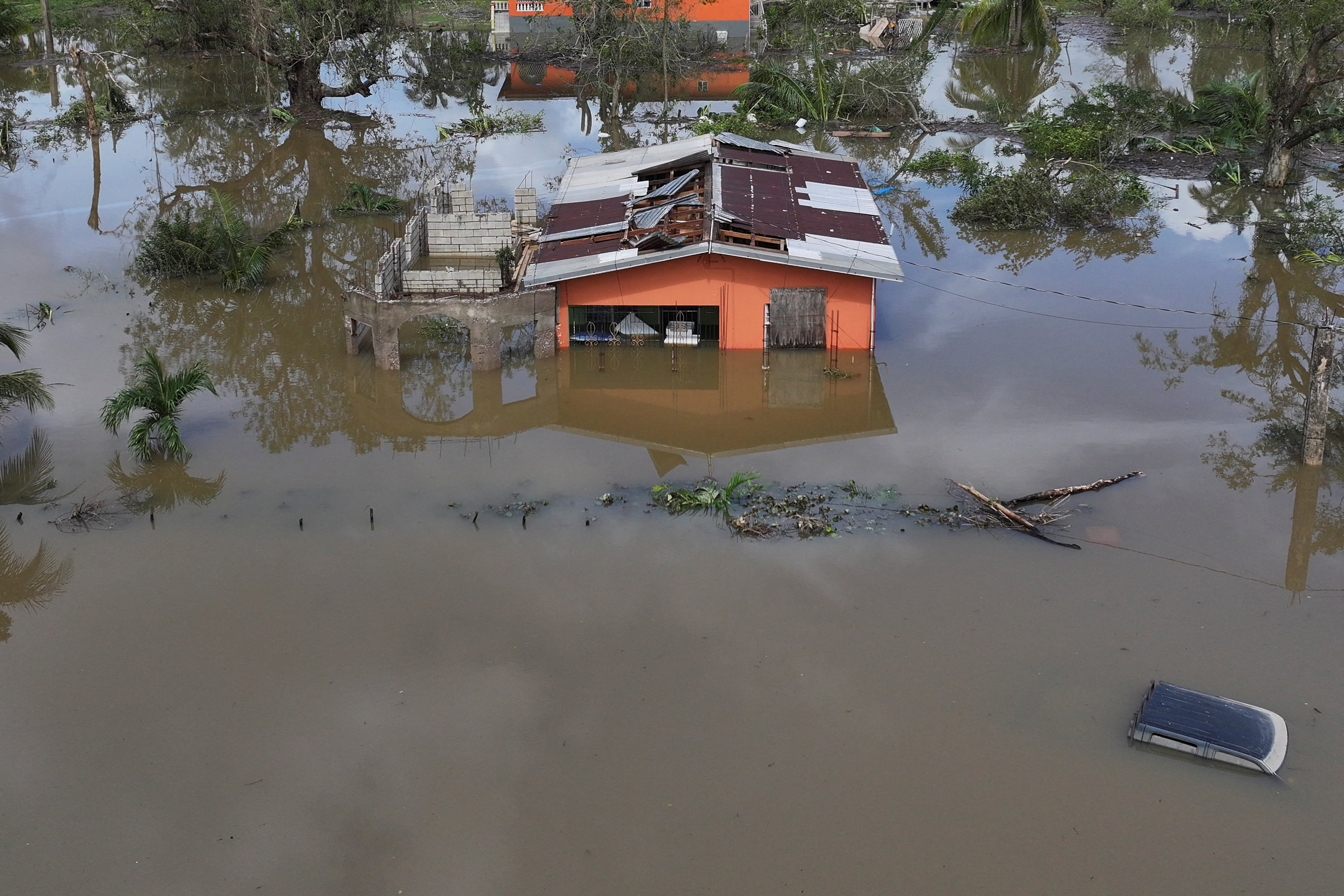 Drone view of flooding after Hurricane Melissa made landfall in St Elizabeth, Jamaica, October 29, 2025 [Maria Alejandra Cardona/Reuters]