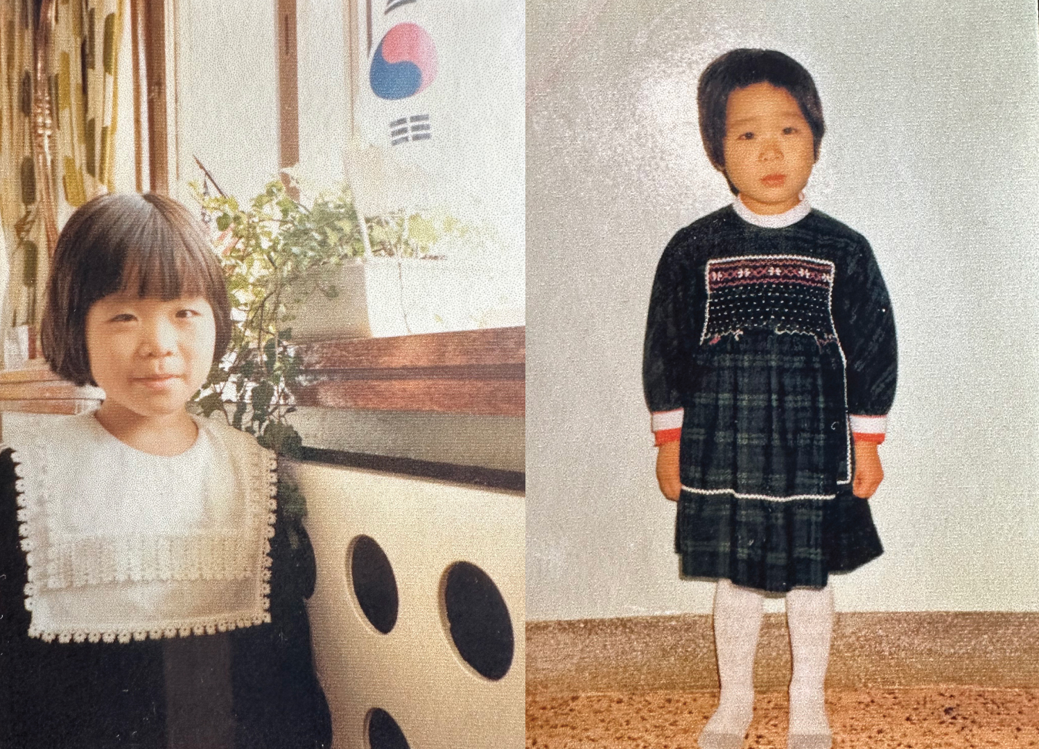 Photos of a young Ju-Rye, left, before she was sent overseas for adoption and, right, after her adoption to North America.