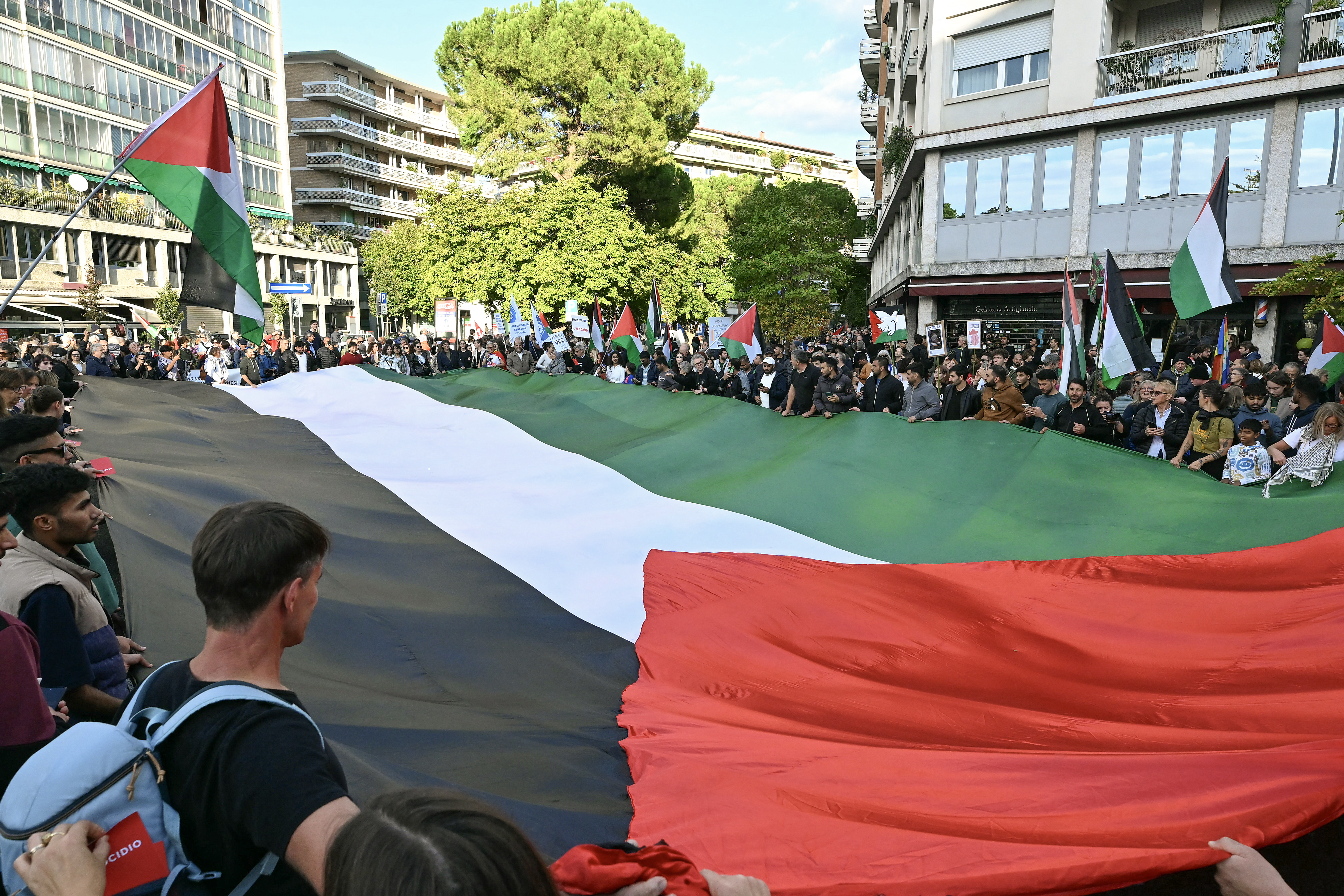 People march in Italy demanding Israel boycott before World Cup qualifier