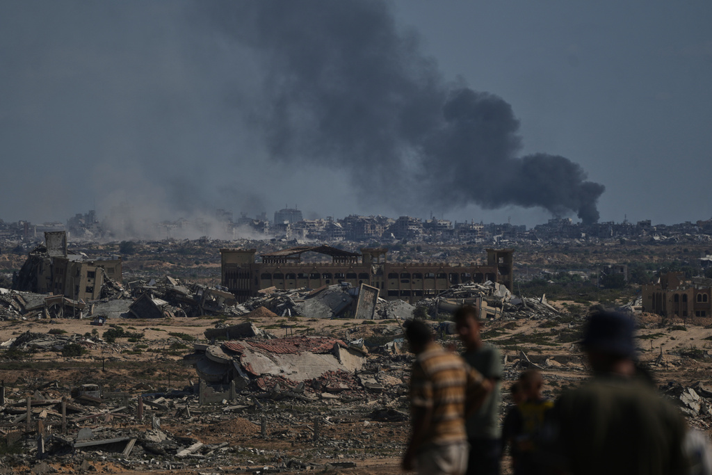 Smoke rises to the sky following an Israeli military strike in Gaza City
