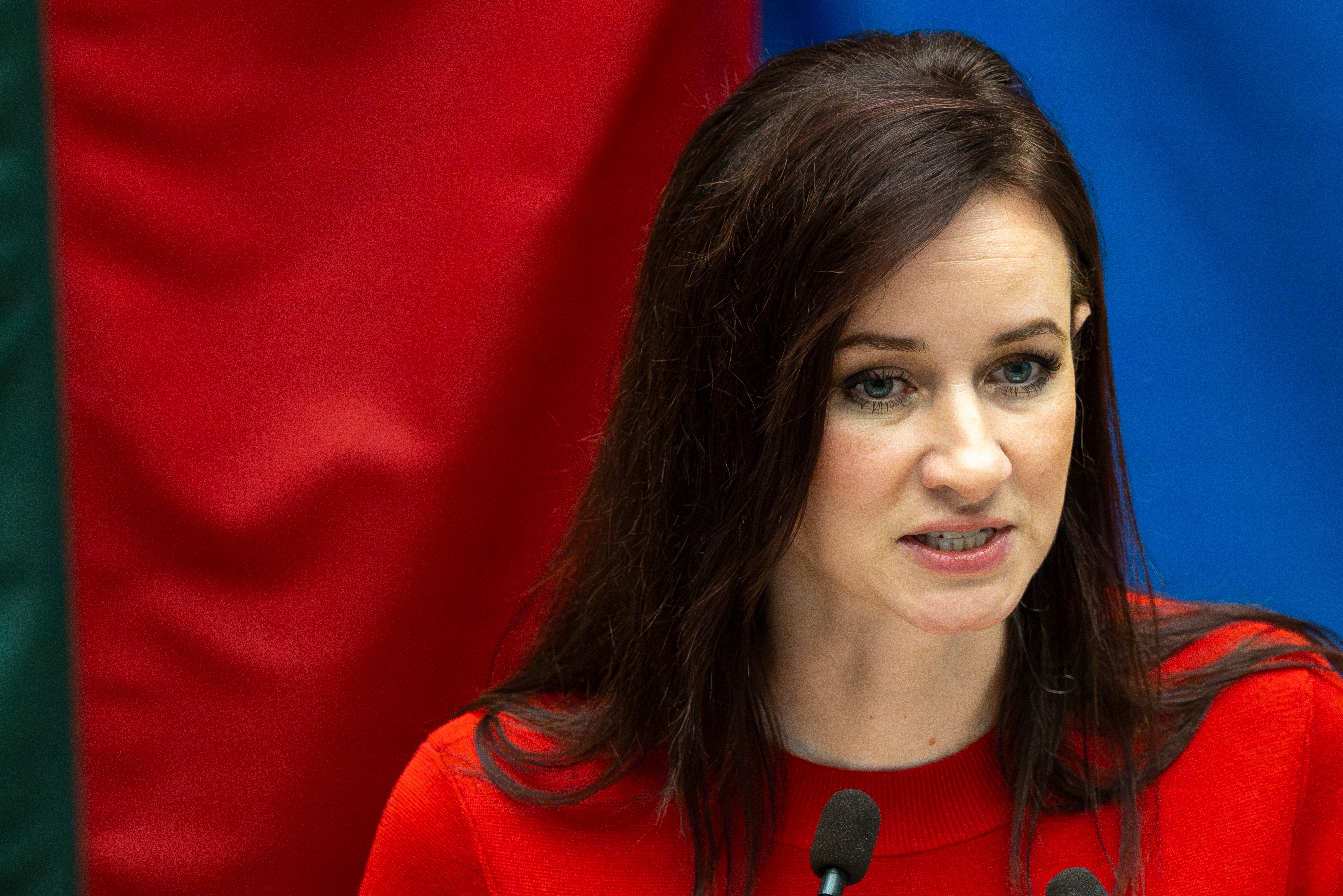 Lithuania's Prime Minister Inga Ruginiene speaks during a parliament session in Vilnius, Lithuania on August 26, 2025.