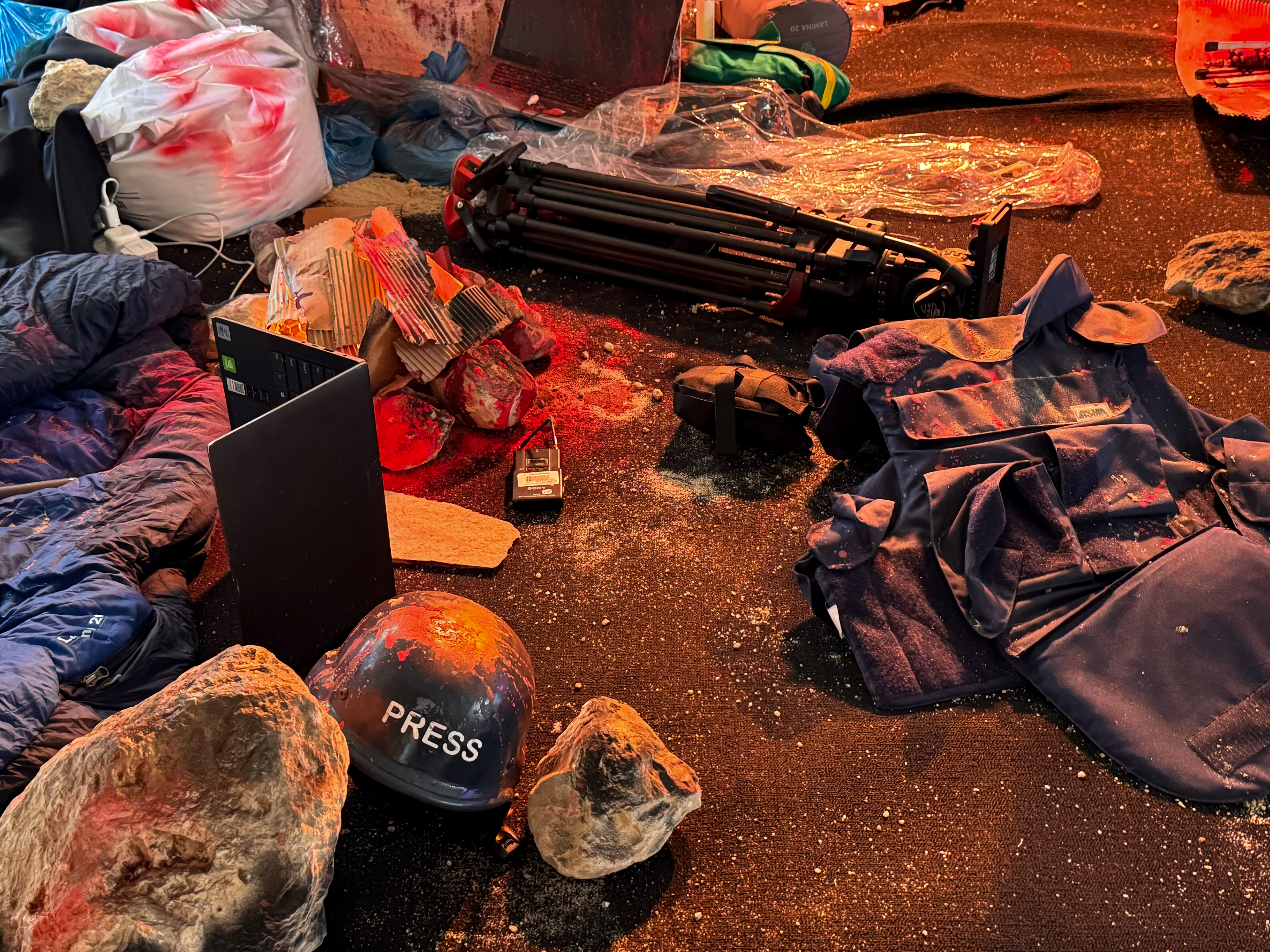 The installation about the killing of journalists in Gaza