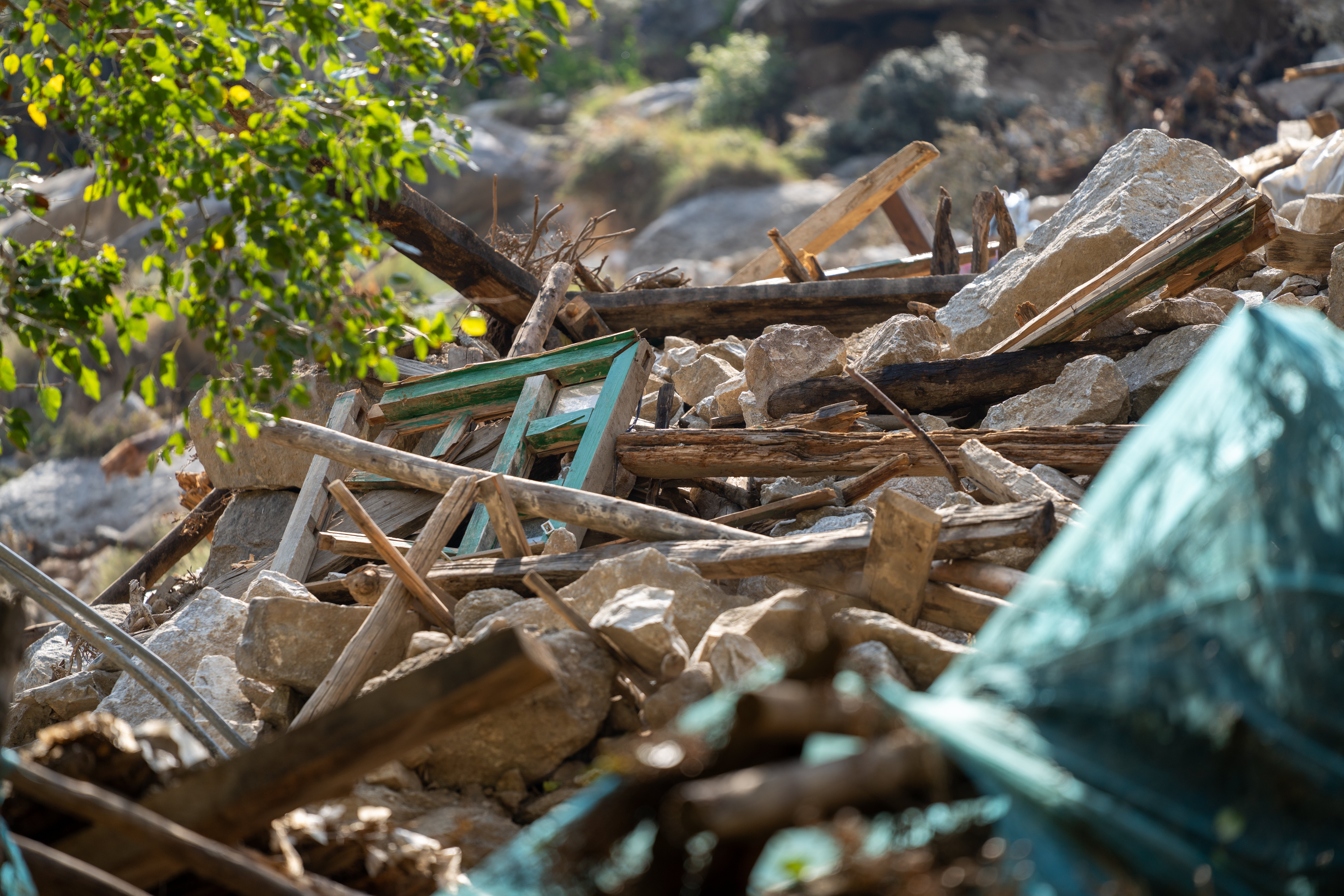 Destroyed homes in Aurak Dandila village [Sorin Furcoi/Al Jazeera]