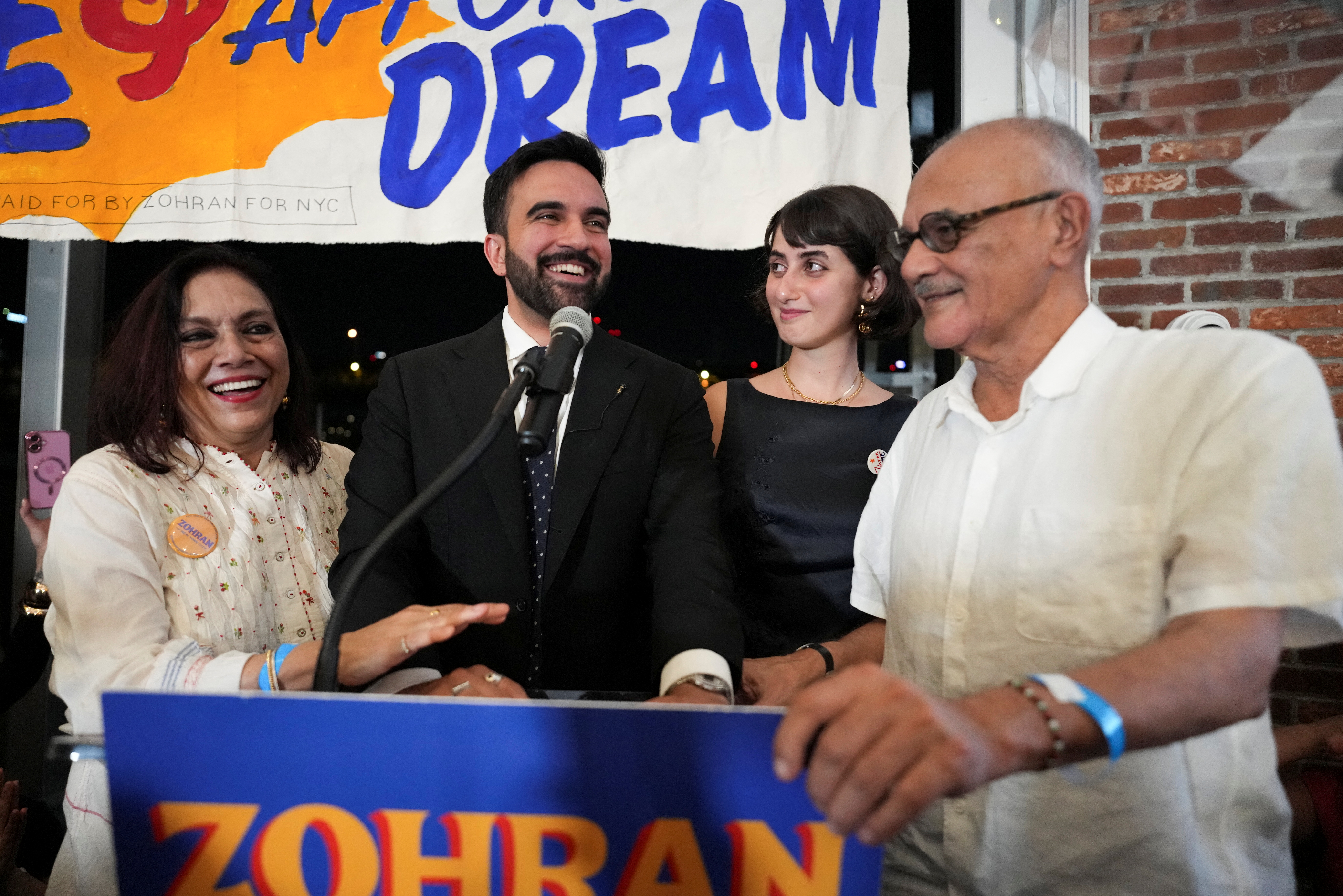 Zohran Mamdani and his family, including Mahmood Mamdani