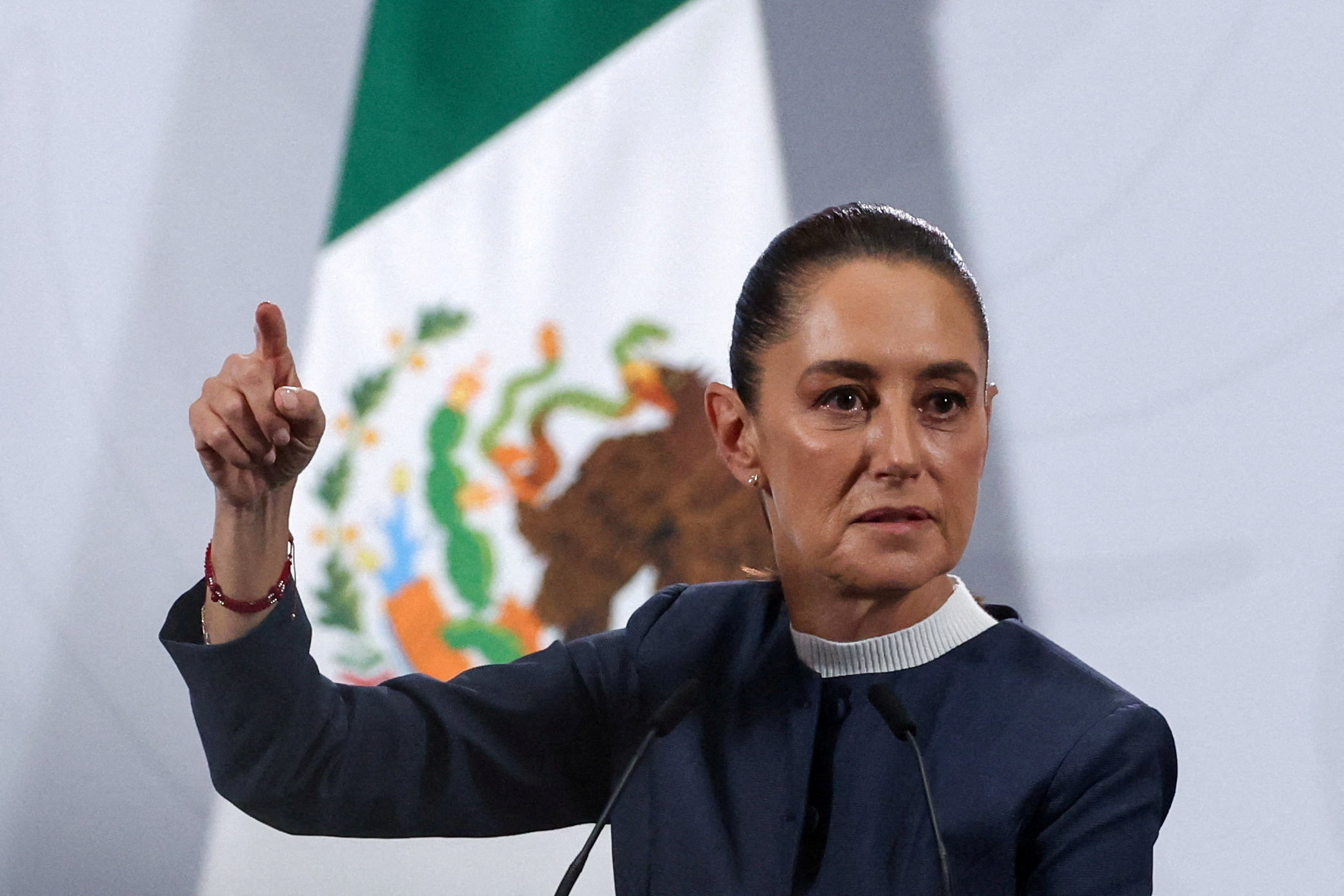Mexico's President Claudia Sheinbaum speaks during a press conference