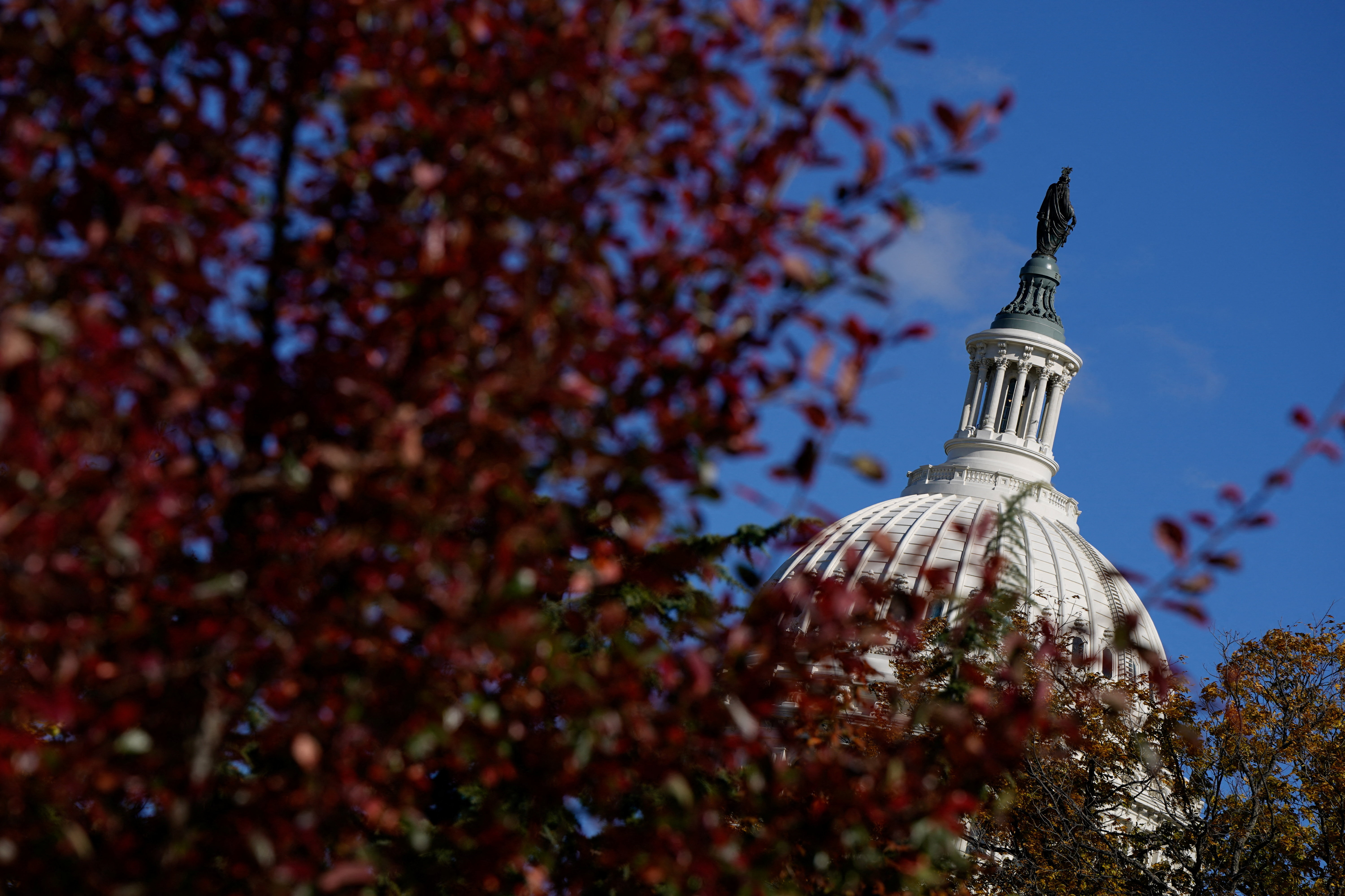 The U.S. Capitol building dome, more than a month into the longest U.S. government shutdown, in Washington, D.C., U.S., November 10, 2025. REUTERS/Elizabeth Frantz