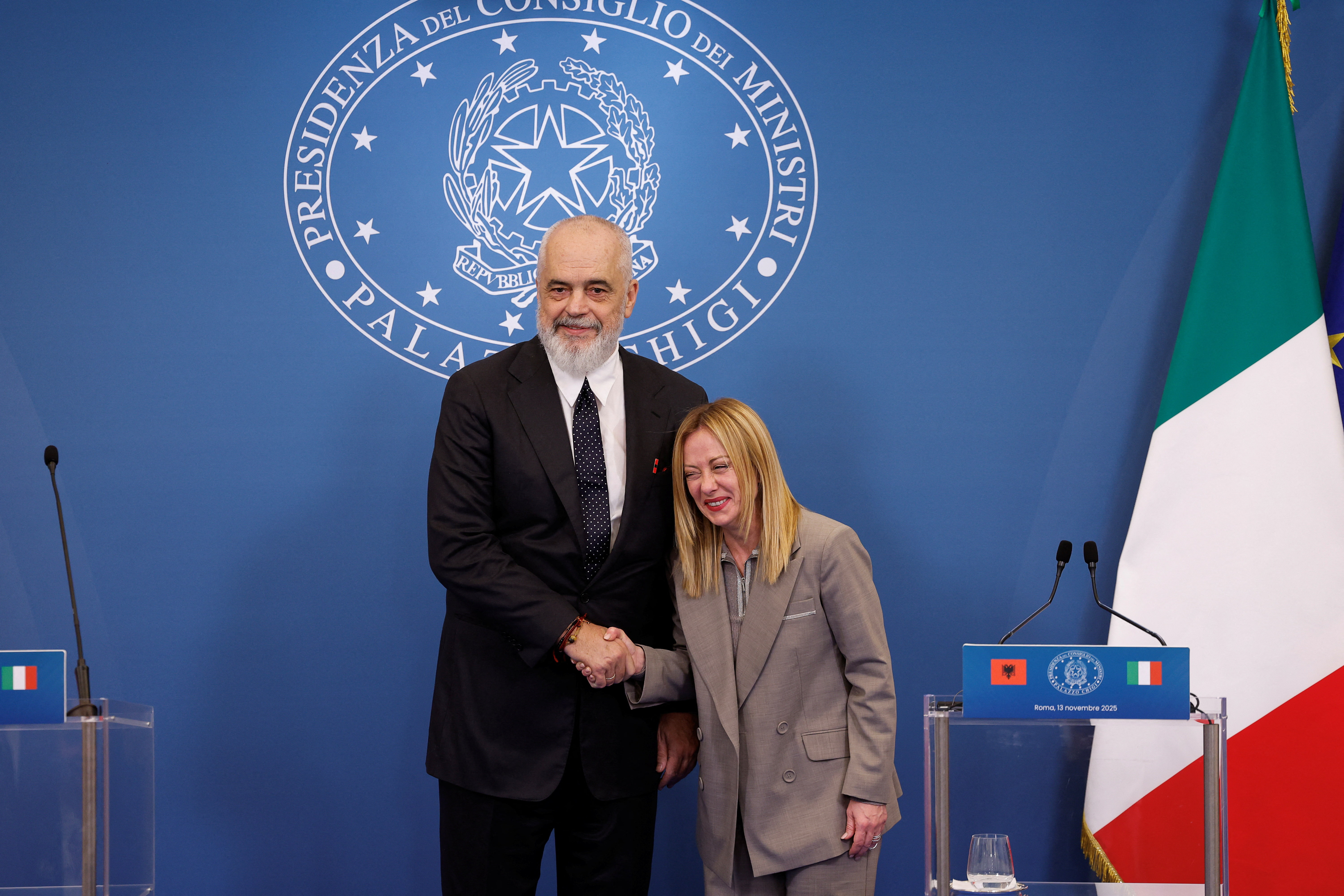 Italian Prime Minister Giorgia Meloni and Albanian Prime Minister Edi Rama