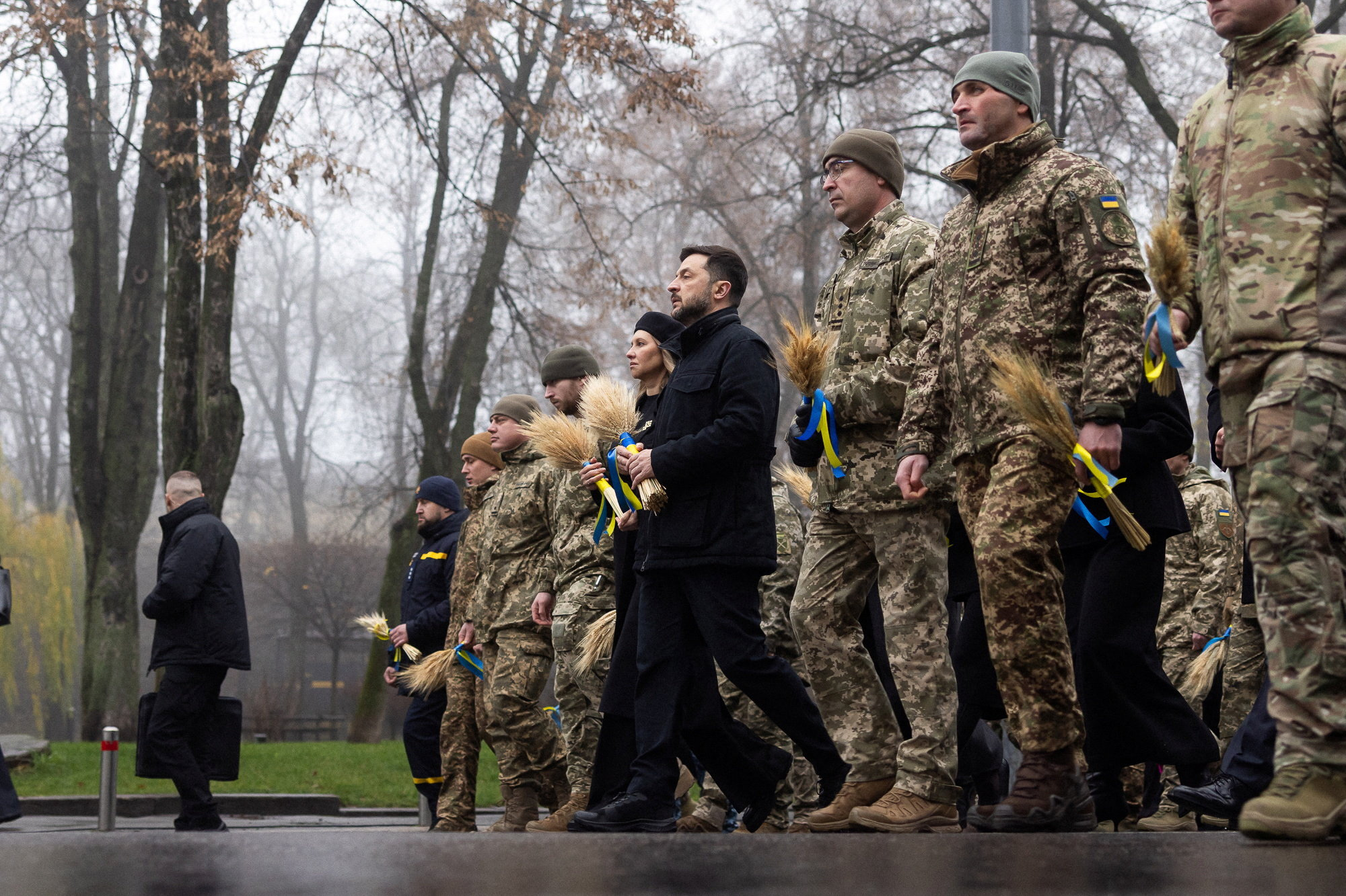 Zelenskyy with troops