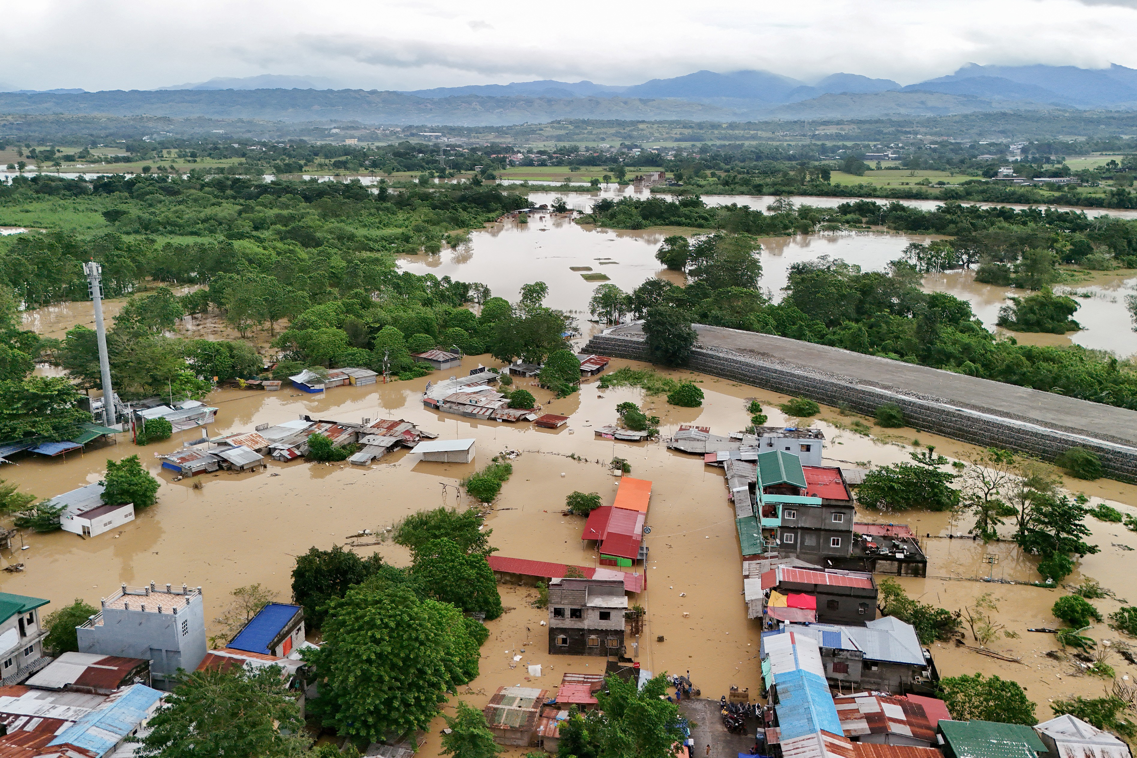 flooded houses in Tuguegarao City, Cagayan province, north of Manila