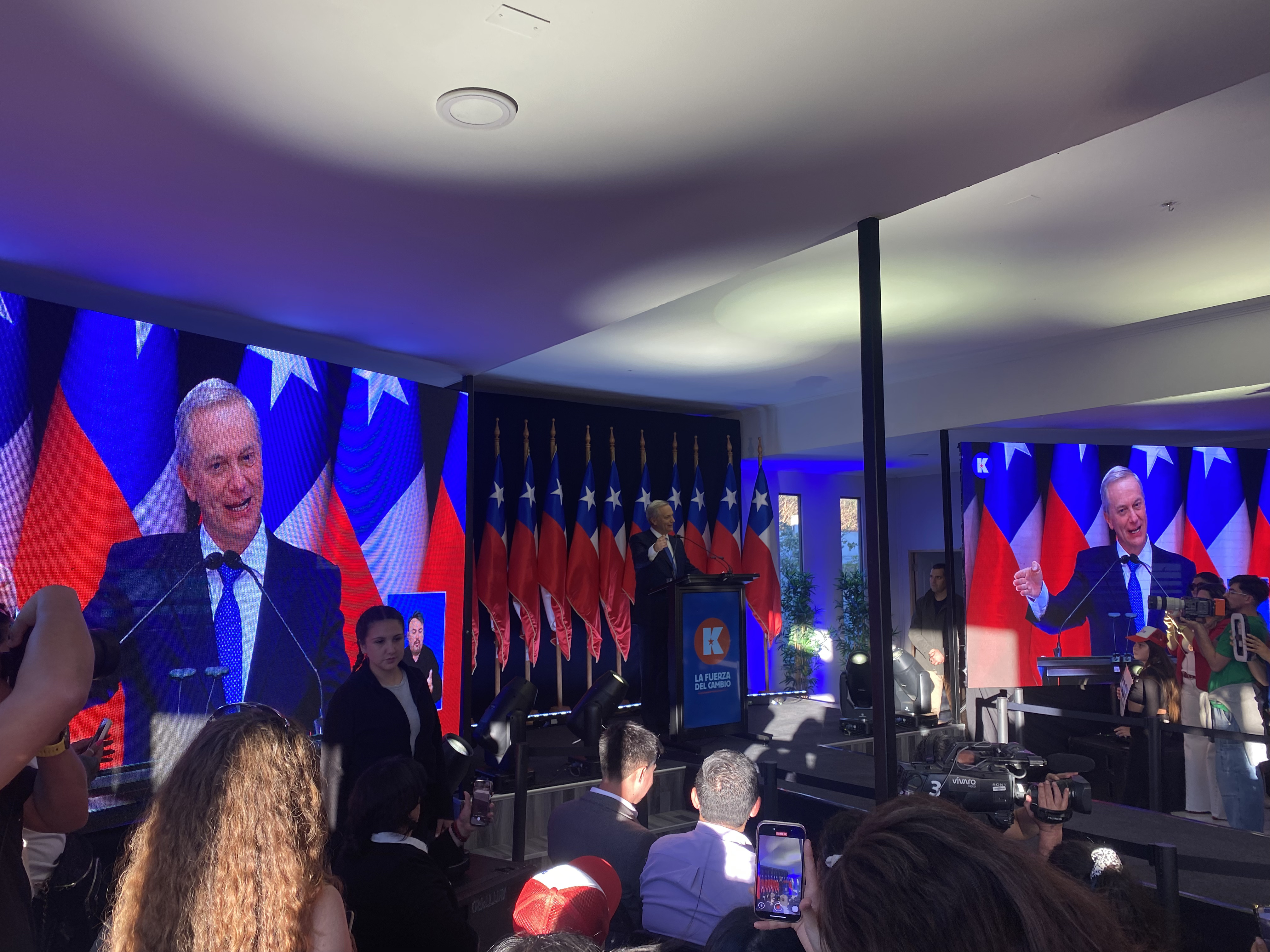 An indoor rally for Jose Antonio Kast