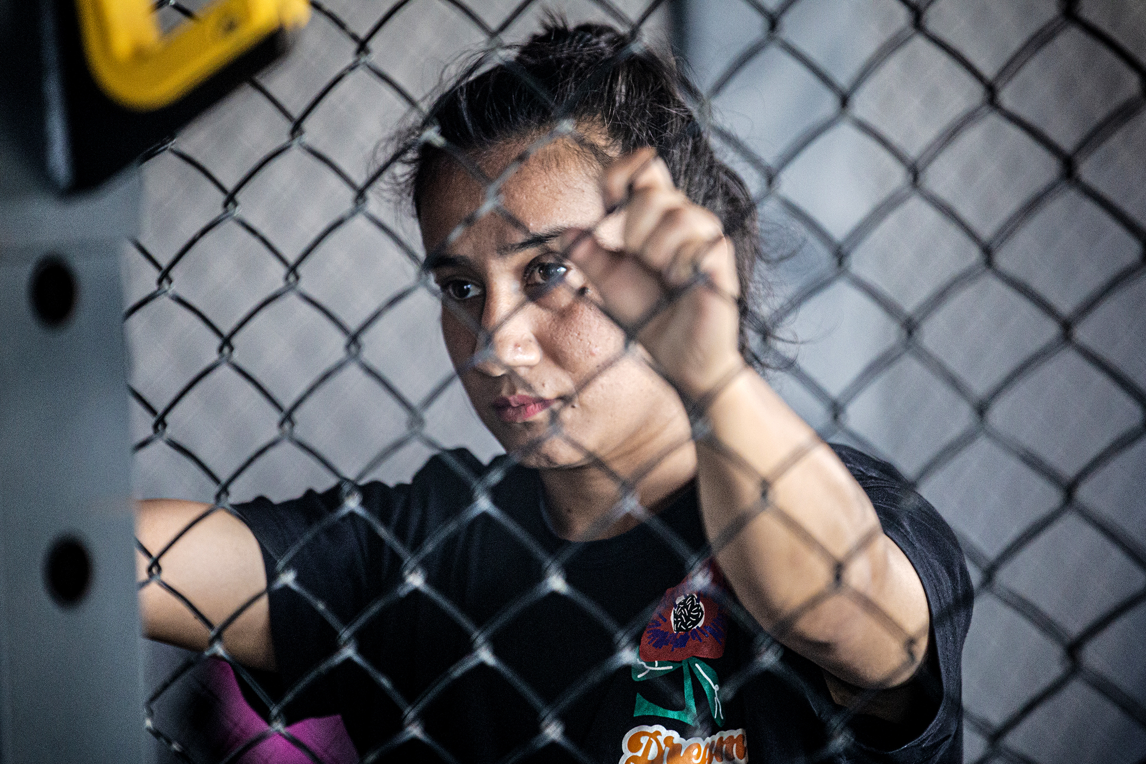 MMA fighter Anita Karim trains at a gym in Islamabad, Pakistan