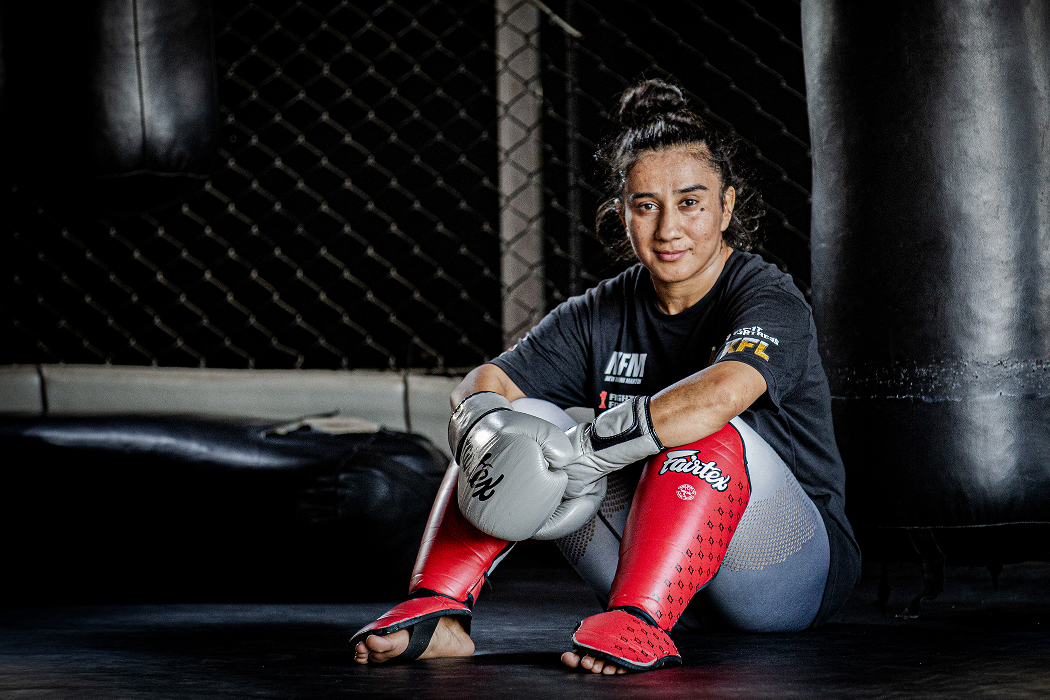 MMA fighter Anita Karim trains at a gym in Islamabad, Pakistan