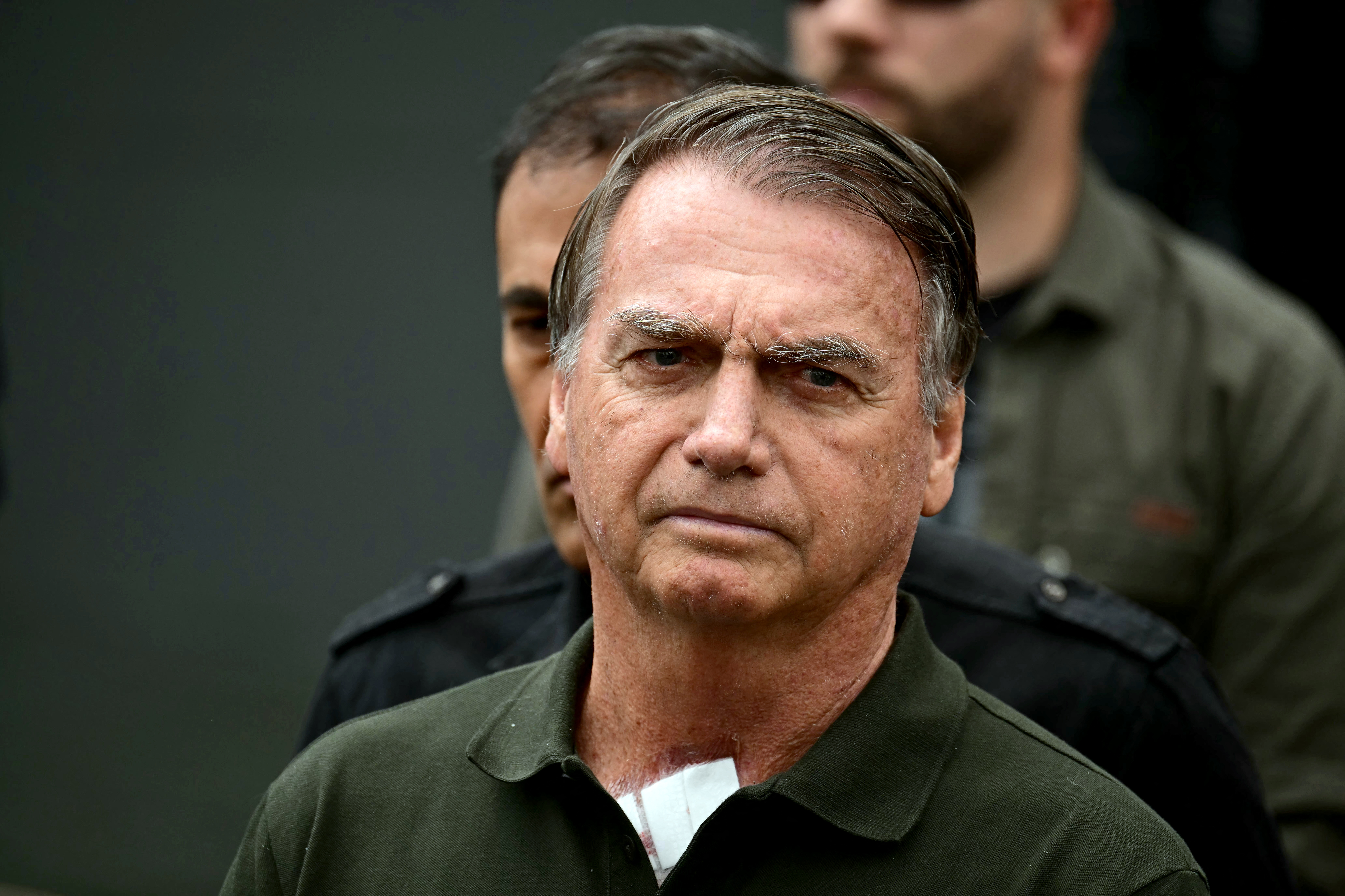 (FILES) Former Brazilian President (2019-2022) Jair Bolsonaro leaves the DF Star hospital in Brasilia on September 14, 2025, after undergoing a series of medical examinations, as he remains under house arrest.
