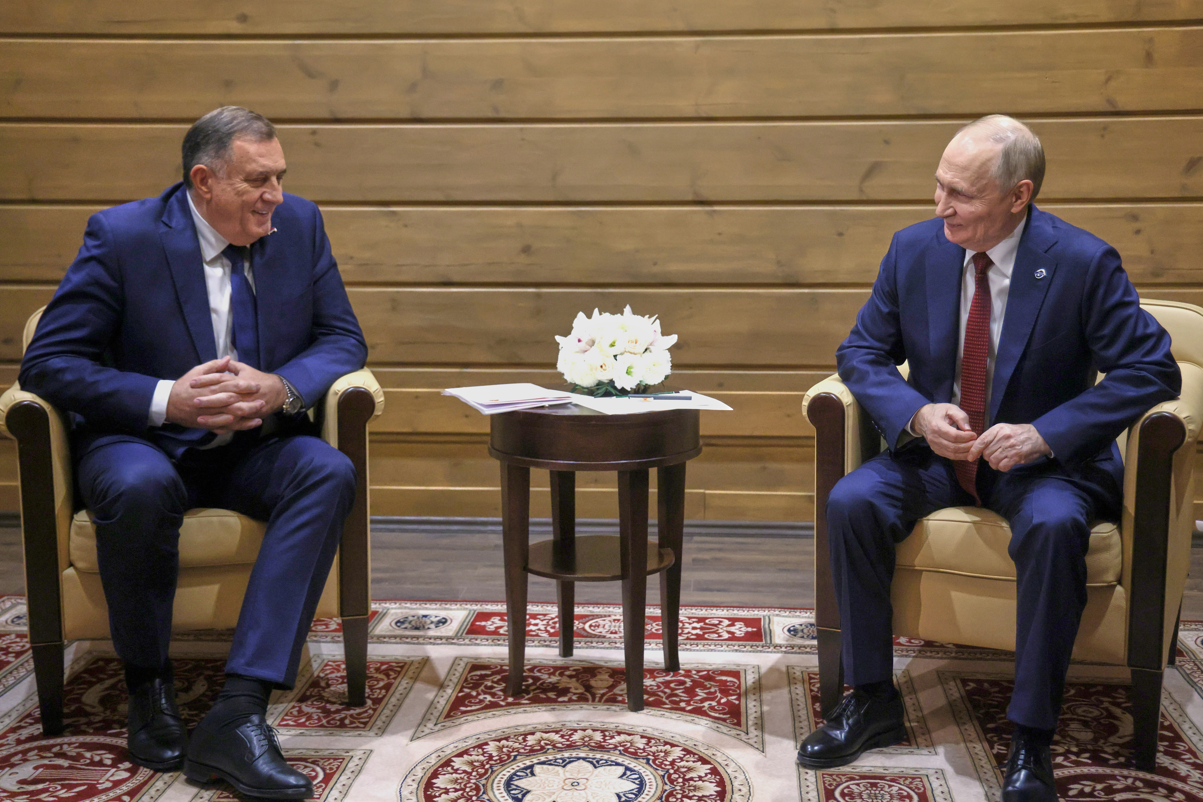 Russian President Vladimir Putin and Bosnian Serb leader Milorad Dodik