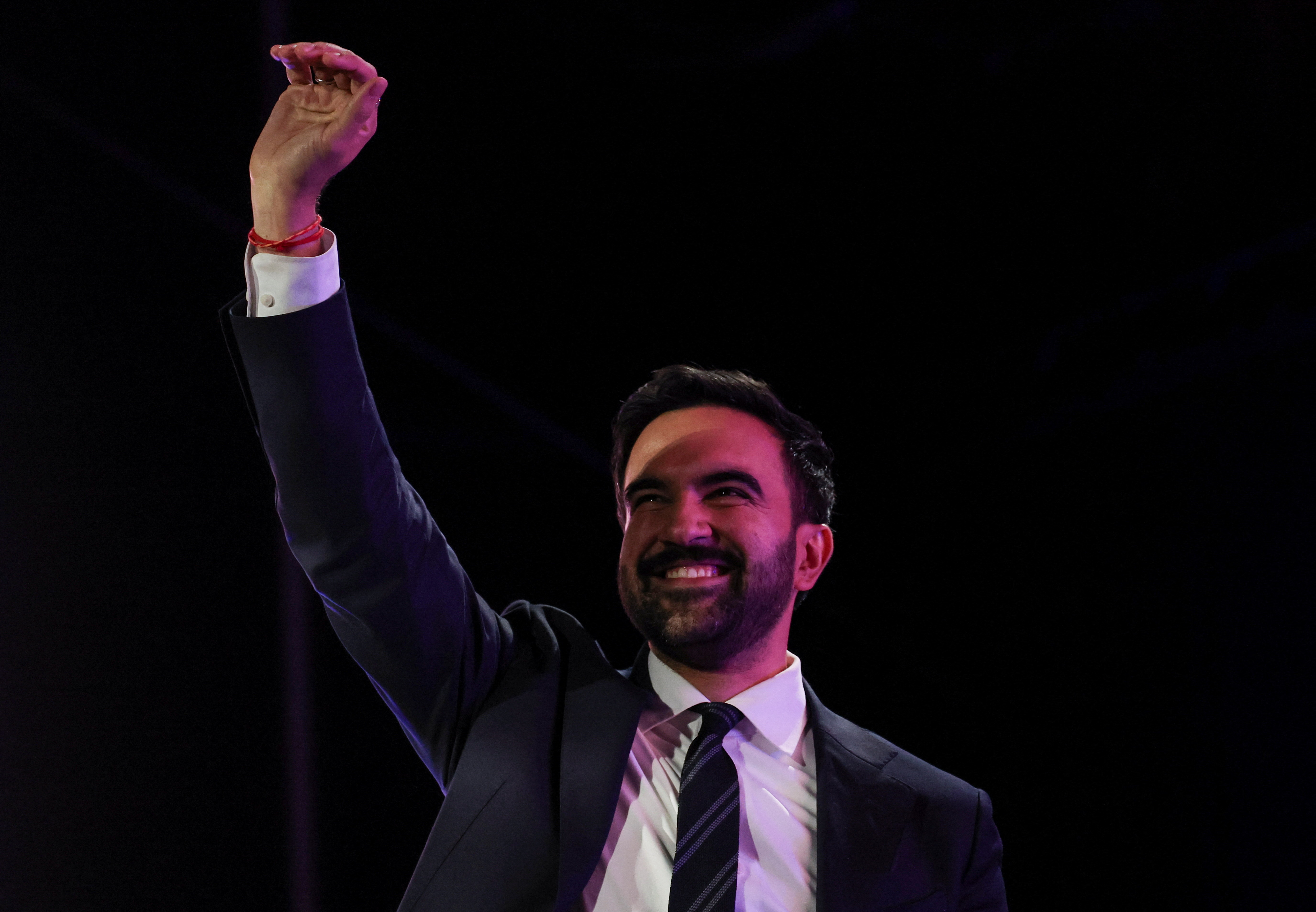 New York City mayoral candidate Zohran Mamdani gestures as he attends a "New York is Not For Sale" rally at Forest Hills Stadium, in the Queens borough of New York City, U.S., October 26, 2025. REUTERS/Shannon Stapleton