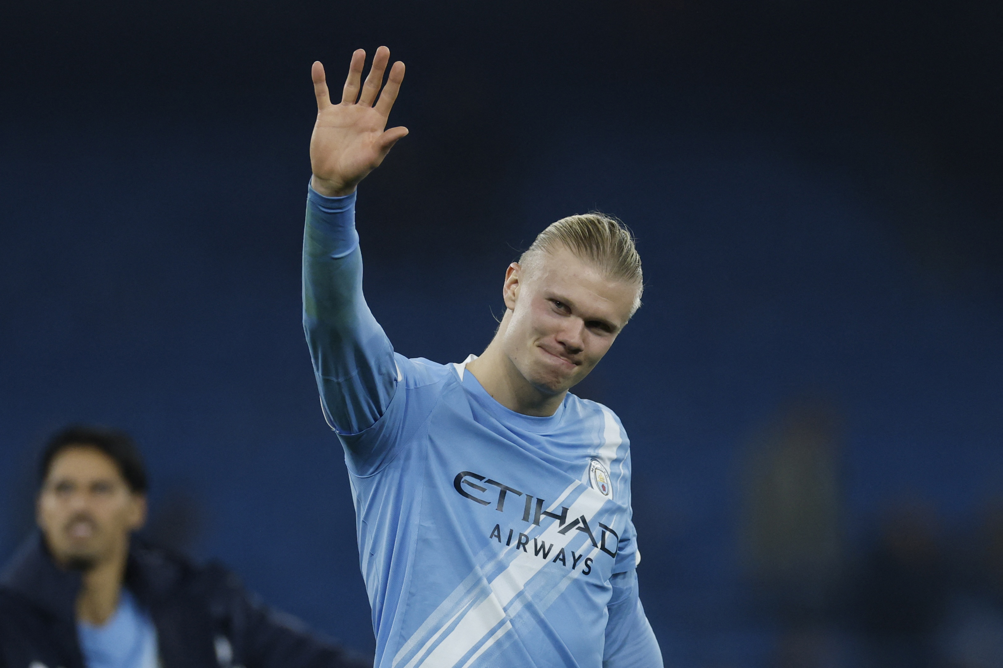 Soccer Football - UEFA Champions League - Manchester City v Borussia Dortmund - Etihad Stadium, Manchester, Britain - November 5, 2025 Manchester City's Erling Haaland celebrates after the match Action Images via Reuters/Jason Cairnduff