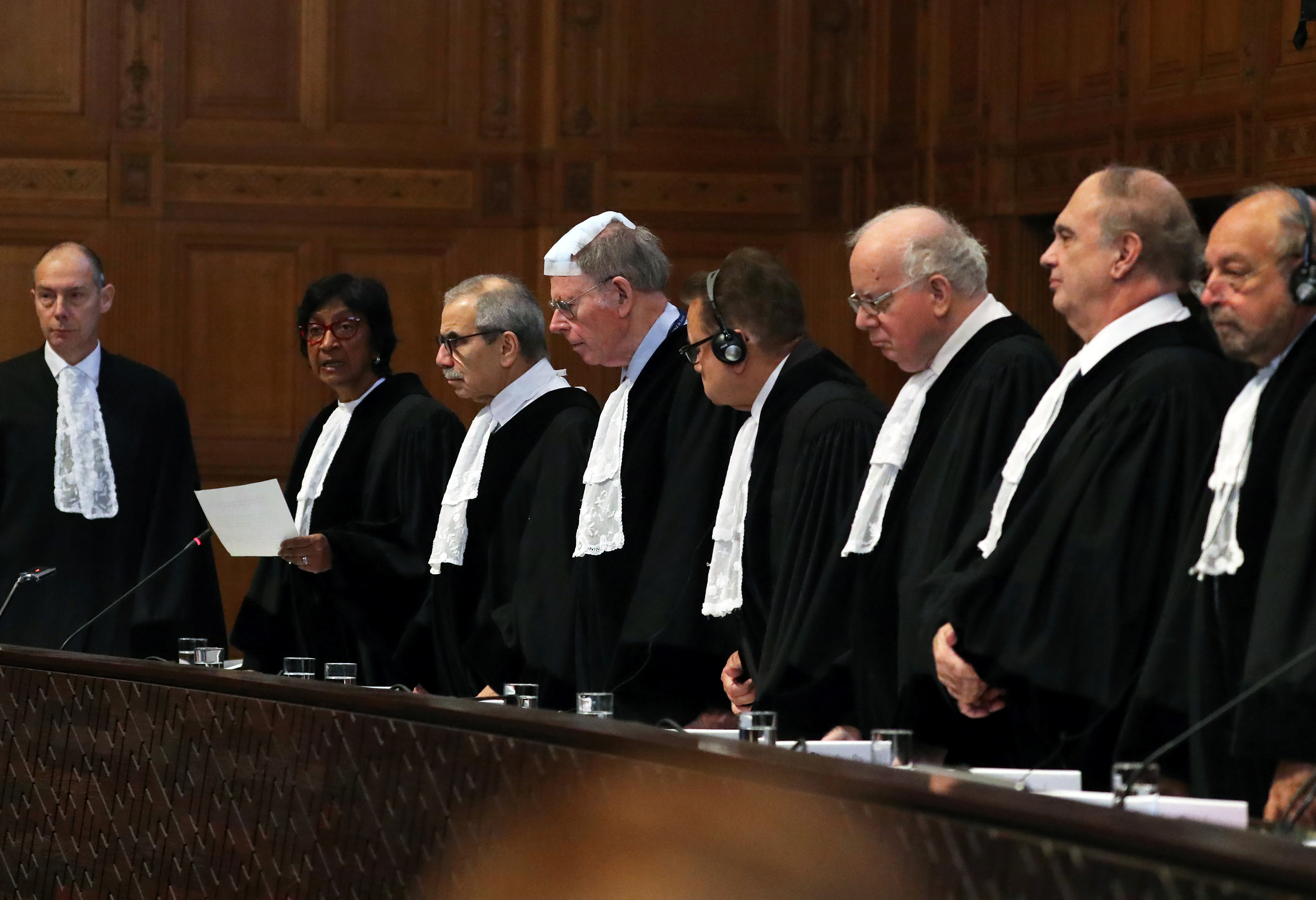 judges stand in a line