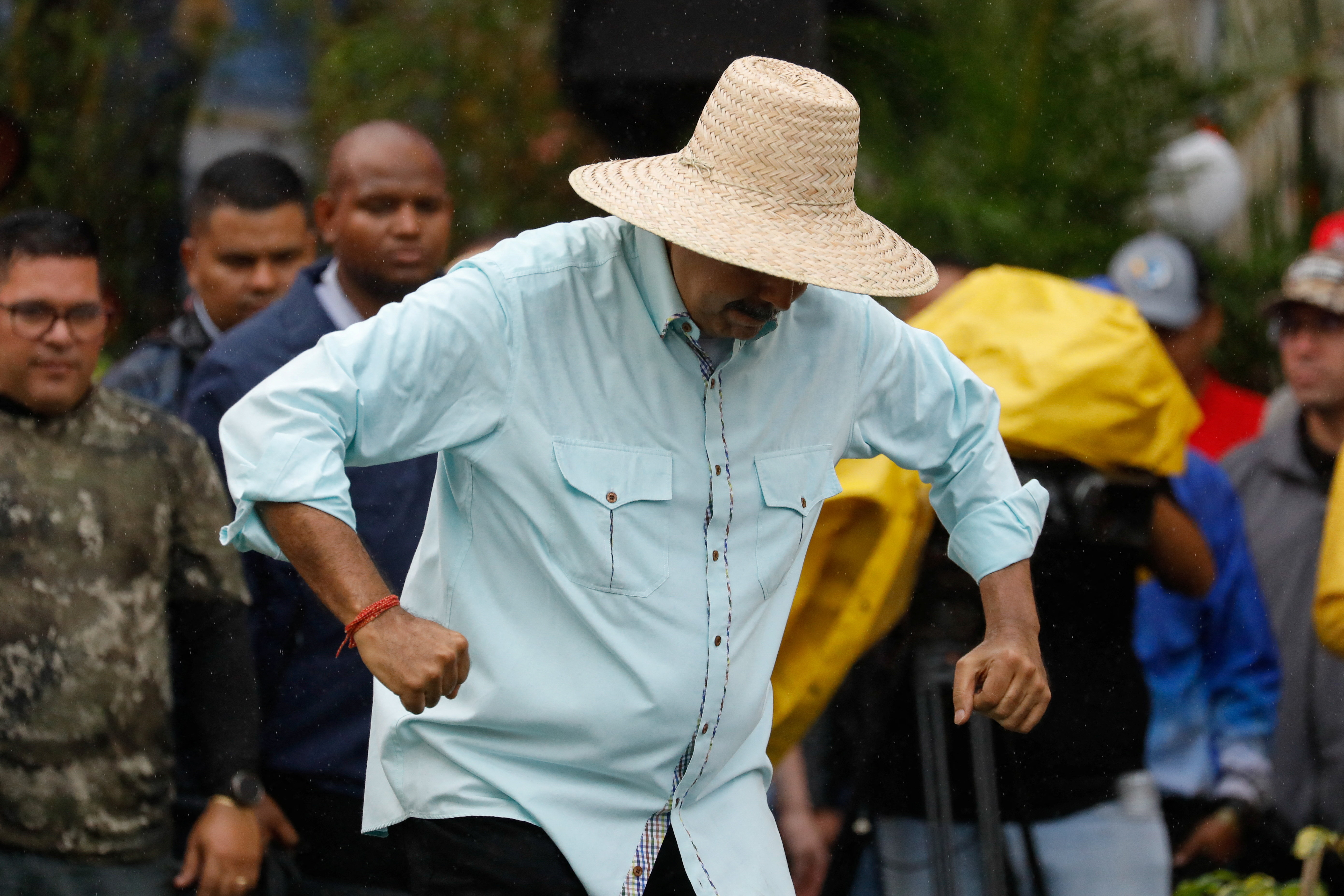 Venezuela’s President Nicolas Maduro dances, as he joins supporters during a march to commemorate the Battle of Santa Ines, on the same day Venezuelan opposition leader Maria Corina Machado was awarded the 2025 Nobel Peace Prize, in Caracas, Venezuela, on December 10, 2025