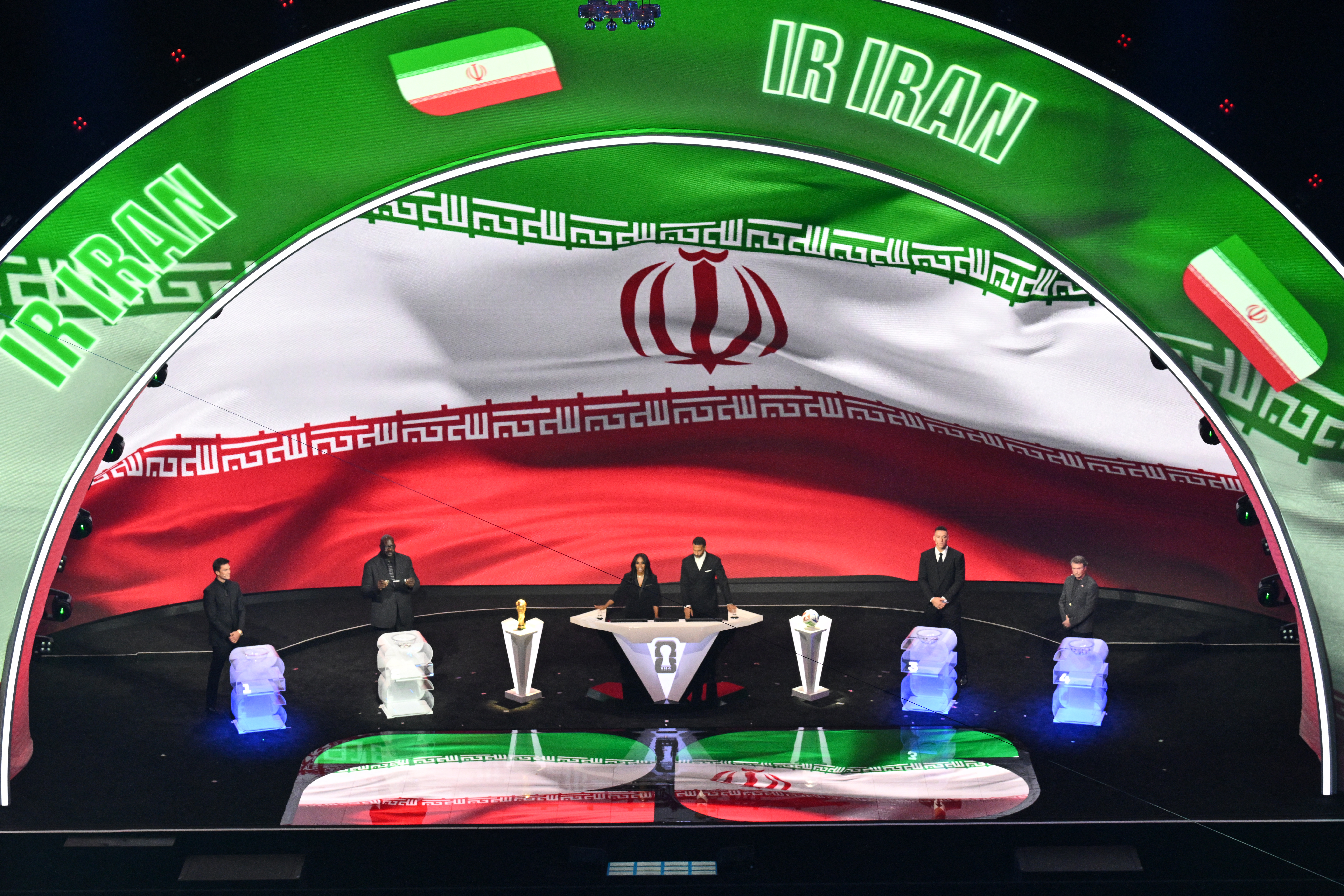 Iran banner at World Cup 2026 draw